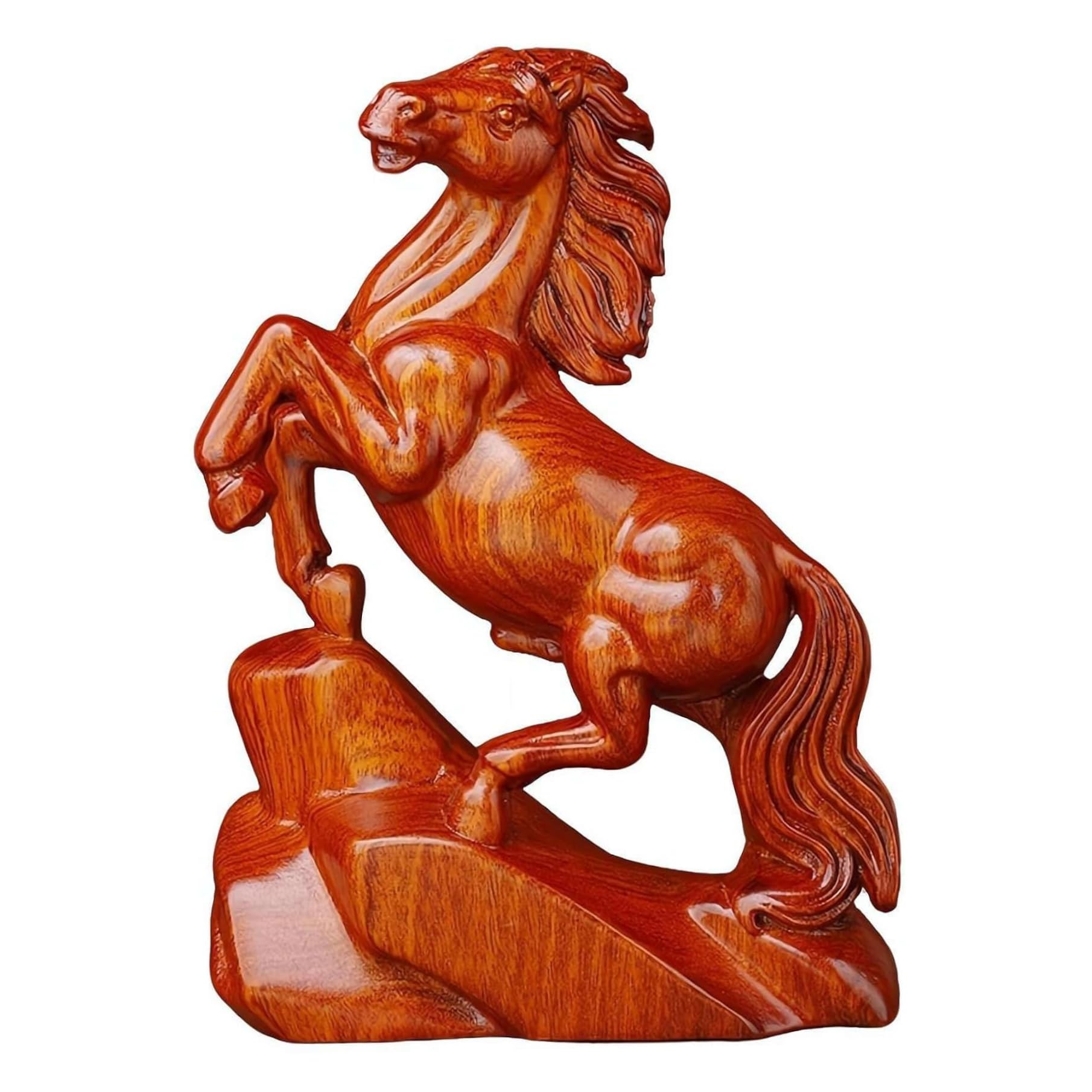 Sculpture de cheval en bois noble, objet d'art haut de gamme pour intérieur