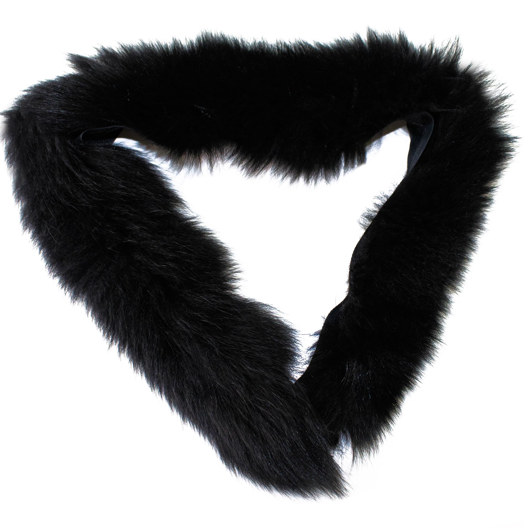Black Faux Fox Fur Hood Trim Replacement 78cm Sew In Piping Trim for Garment Edging, Coats, Hoods, Cushions & Soft Furnishings 11cmW