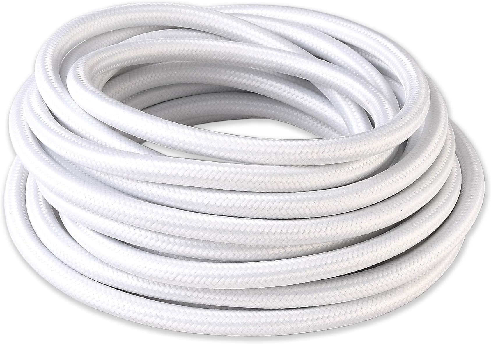 BRIGHTTIA White Color Cloth Covered Electrical Wire - 16Ft Textile Cable for Pendant Light Fixture and Vintage Lamp Revival - DIY Lamp Parts for Unique and Creative Lighting Projects (B009)