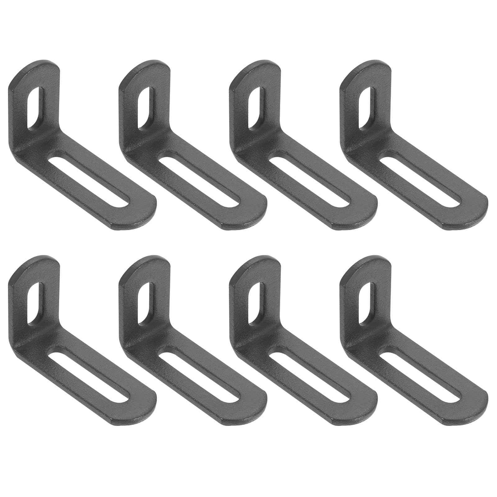 sourcing map 8 Pcs Adjustable Right Angle Brackets, Slotted L-Shape Corner Bracket 50mm, 90 Degree Steel l Bracket Support for Shelves, Wood Furniture Construction, Deep Grey