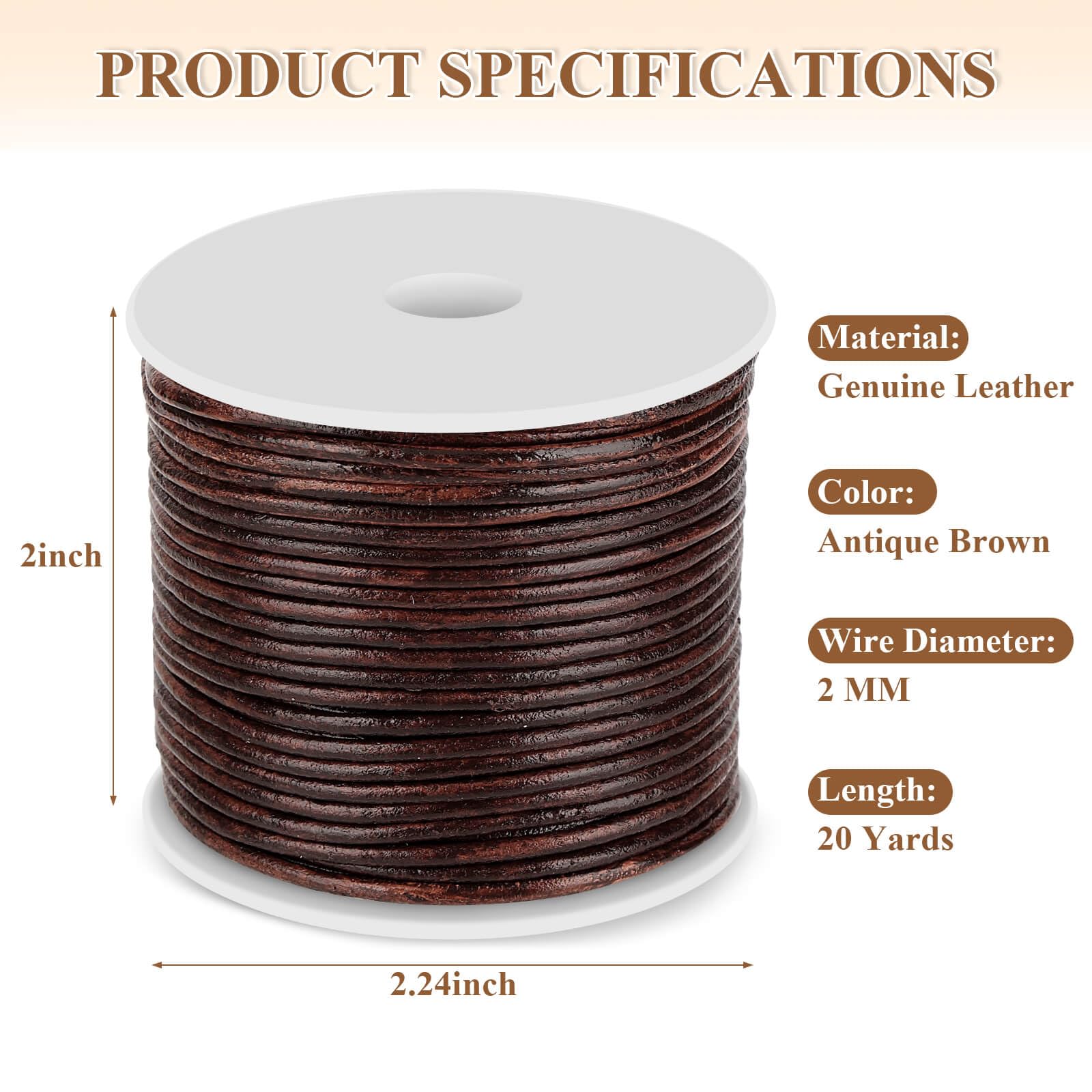 Anezus Leather Cord - Round, Brown Leather Lace for Bracelets, Necklaces & Crafts