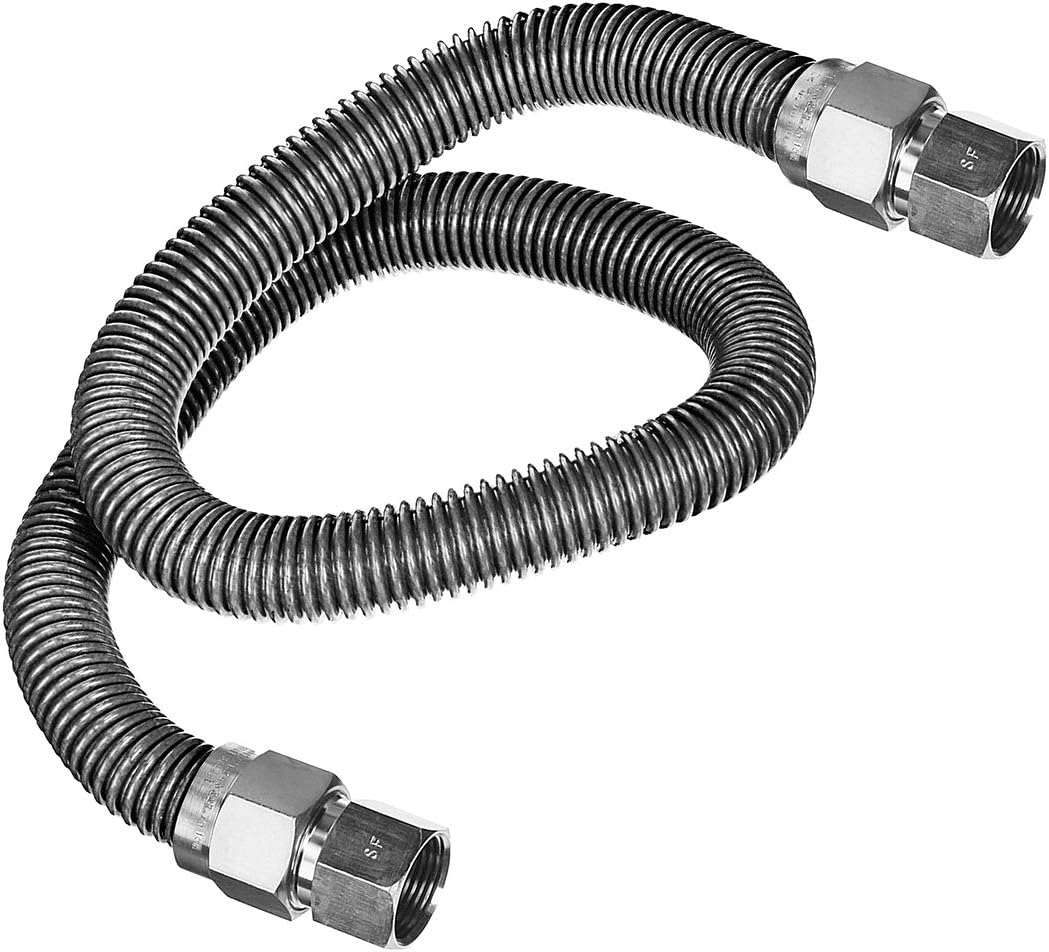 HIGHCRAFT GUHD-TT38-72C Gas Line Hose 1/2'' O.D. x 72'' Length with 0.5 in. FIP Fitting, Uncoated Stainless Steel Flexible Connector, 72 Inch