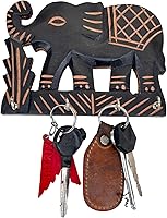 Vista 9 de Llavero de madera – Organizador decorativo para llaves de elefante montado en la pared con 7 ganchos – Estante para llaves para cocina, decoración