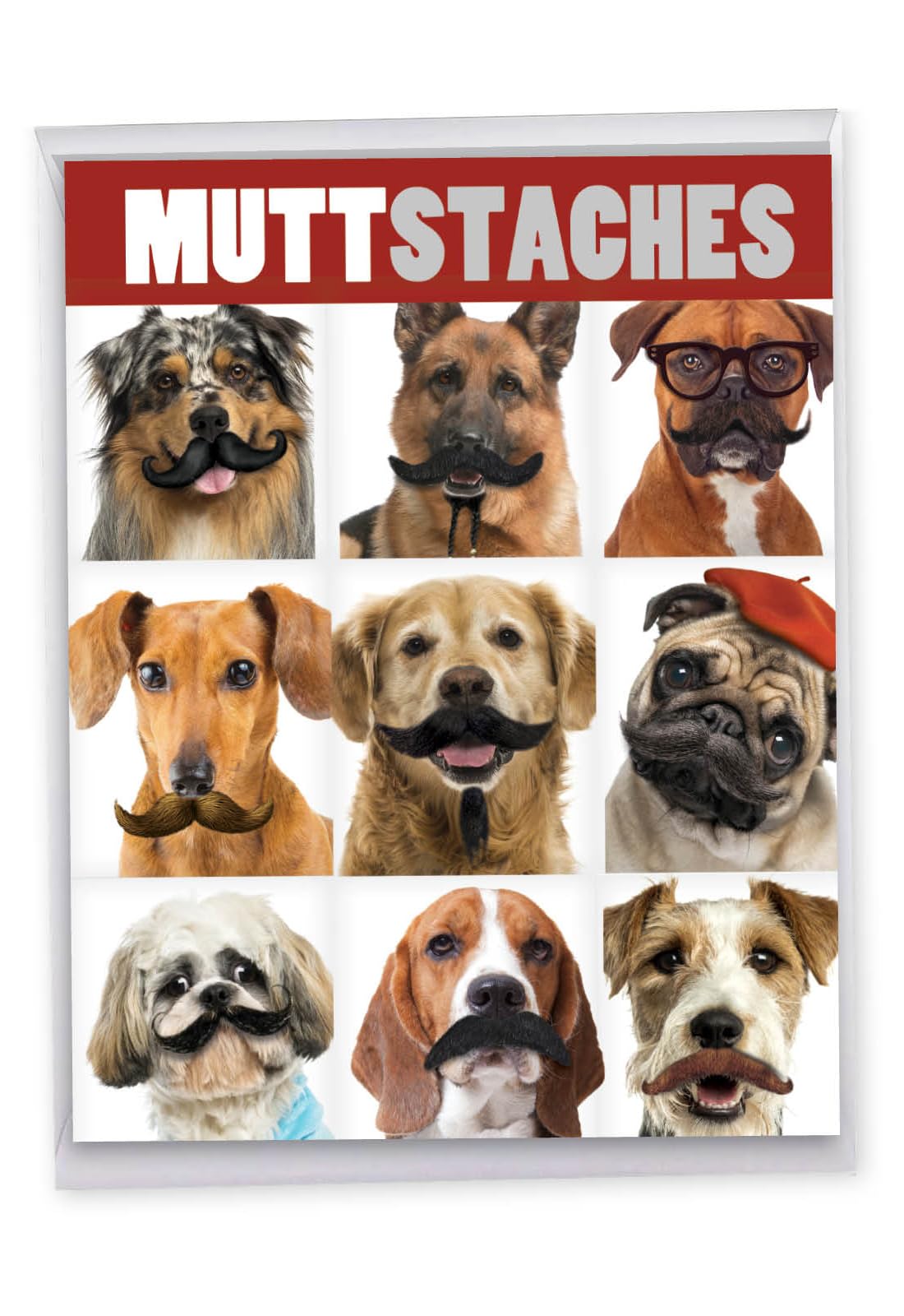 NobleWorks - Oversize Funny Birthday Paper Card 8.5 x 11 Inch with Envelope (1 Pack) Big, Jumbo Bday Mustaches J9716