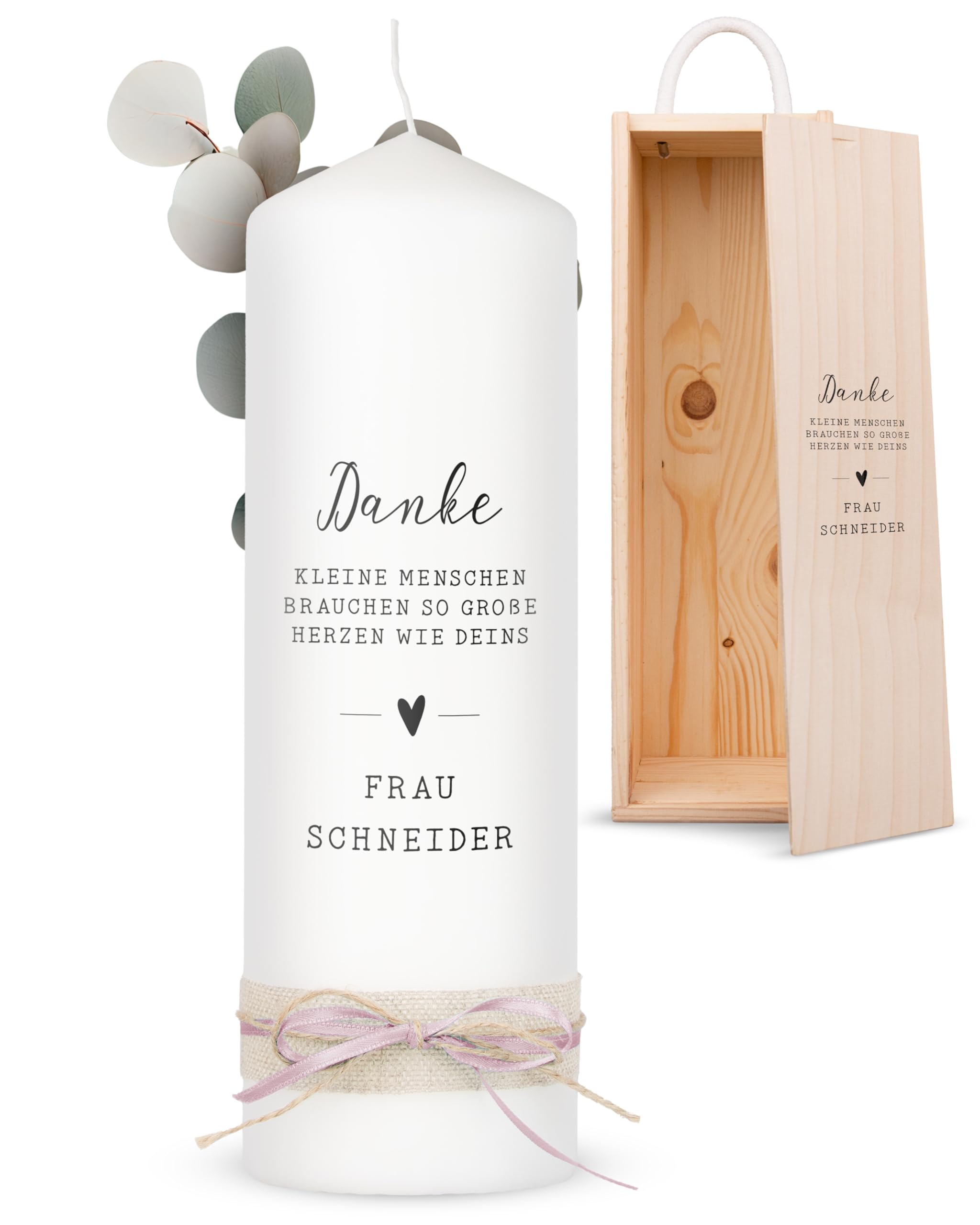 AMARI ® Dankeskerze Dankeslicht (002.03.01) H:25cm personalisiert - Individuelle Kerze mit Namen und Botschaft - Geschenk als Dankeschön - Danke