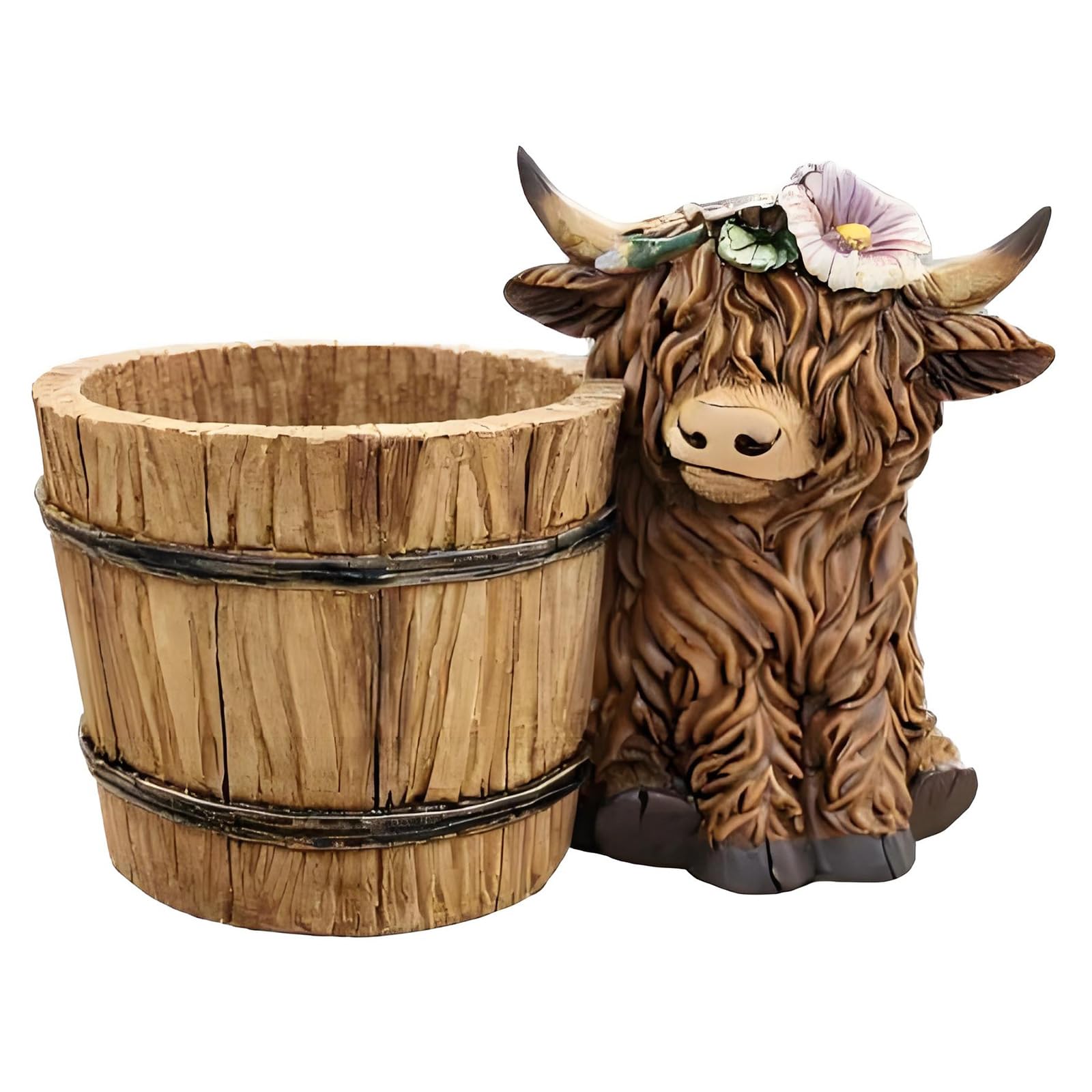 Kaeltsyn Weather Resistant Resin Playful Outdoor Cattle Planter Container Sculpture Suitable for Patios and Yard Succulents Weather Resistant Artistic Cow Flower Pots