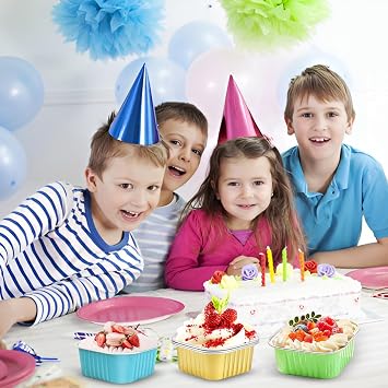 Mini Cake Pans with Lids, Aluminum Foil Square Cupcake Baking Cups,5oz40Pcs