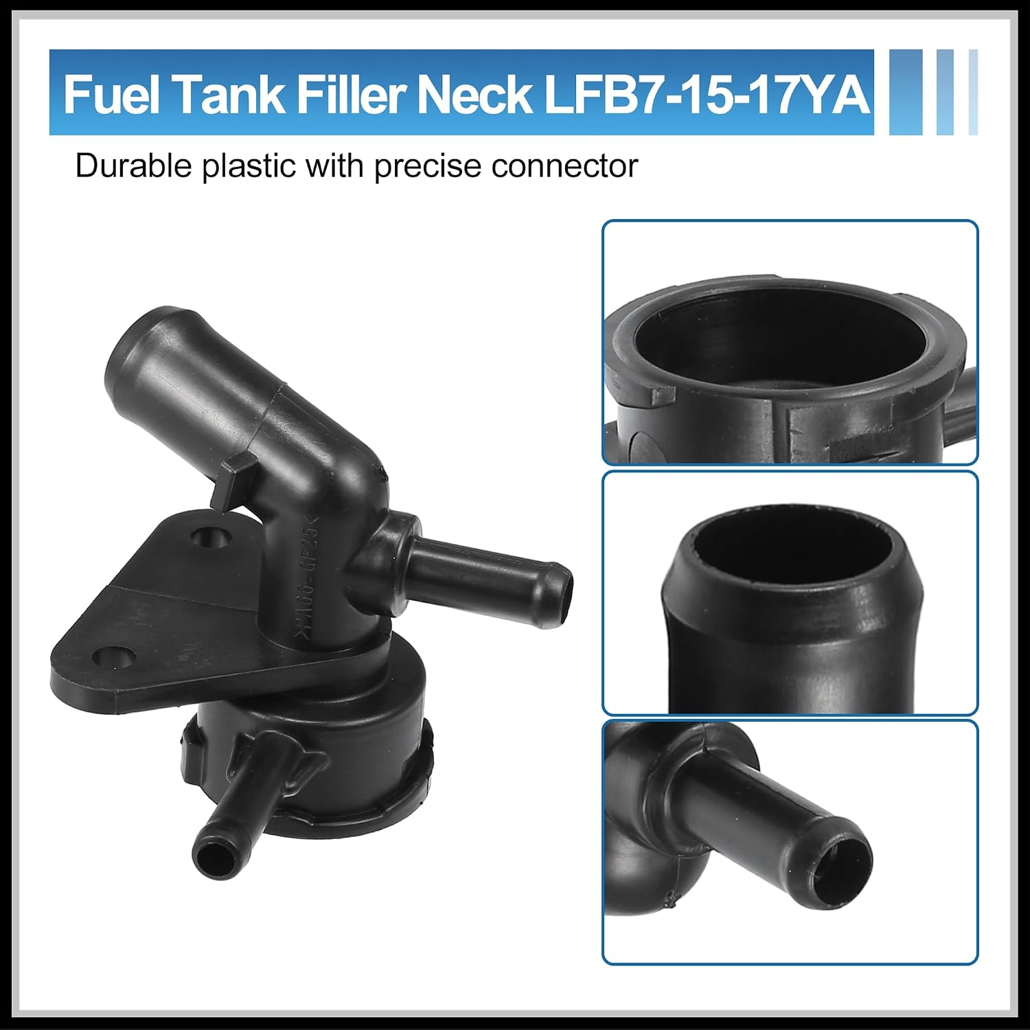 Engine Radiator Filler Neck with Fully Sealed Cap Replacement for Mazda 5 2.3L L4 2006-2010, No.LFB7-15-17YA Plastic Black 1Set