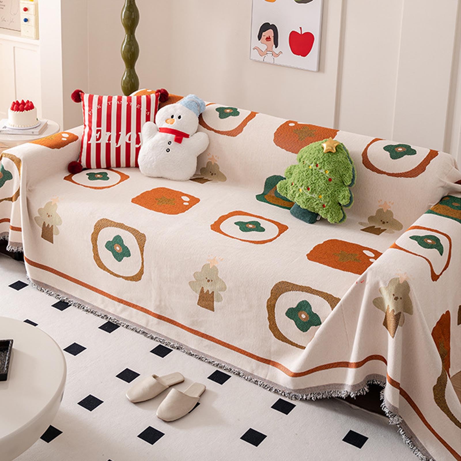Housse de canapé de Noël en chenille douce supérieure de 180 x 180cm