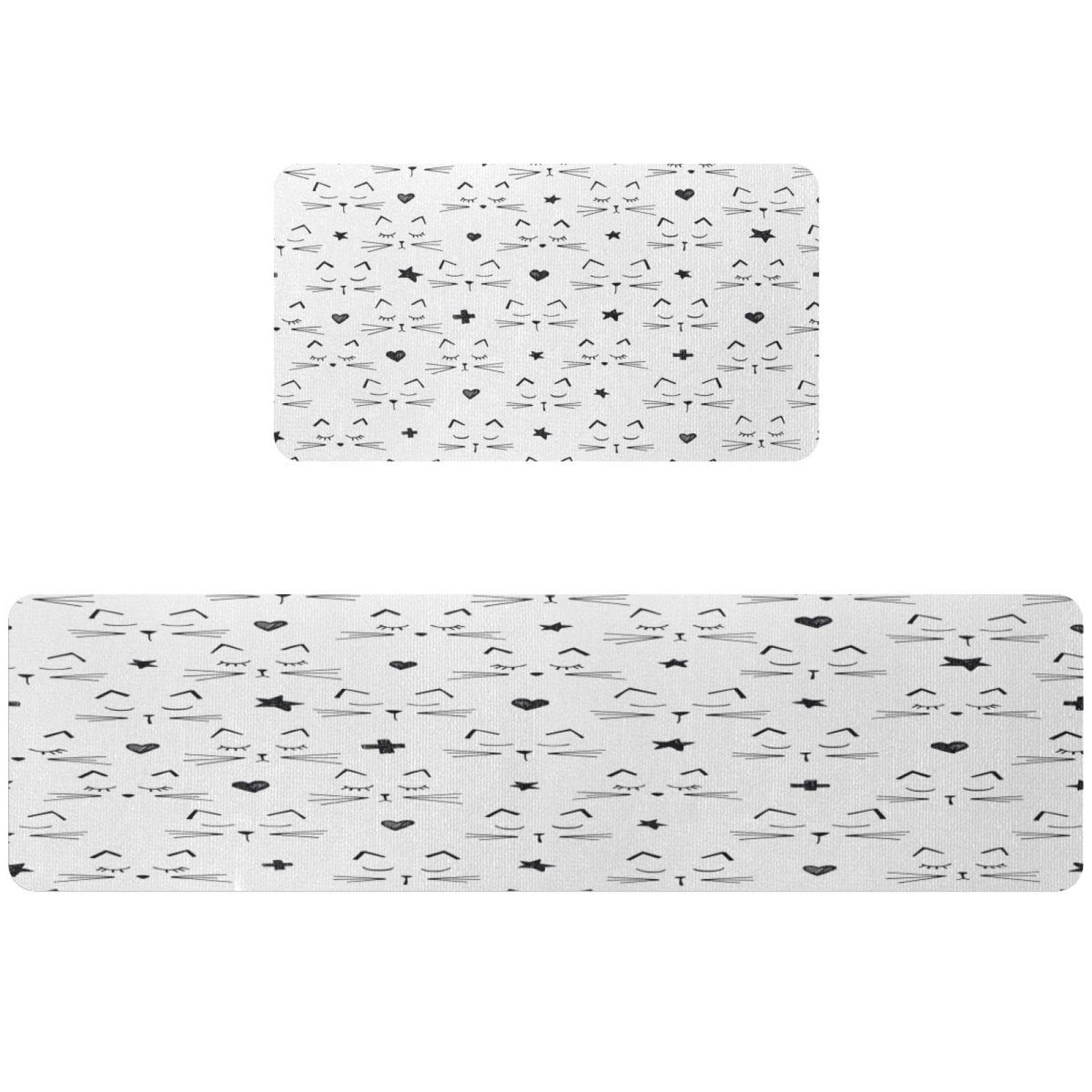 Alfombrillas de cocina VAPOKF con estampado de gatos juego de 2 alfombras lavables y absorbentes
