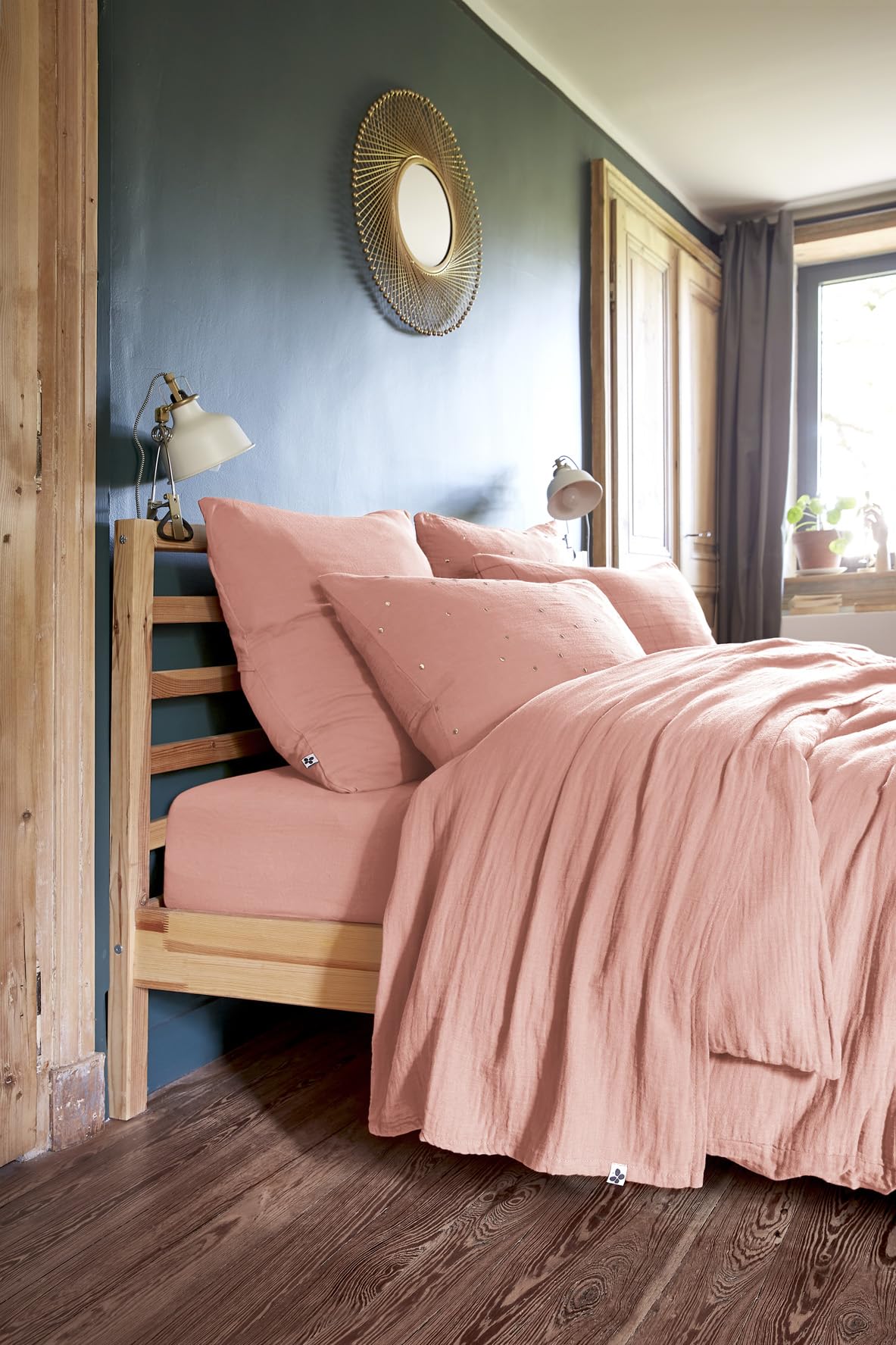 Cama Matrimonio VERFARM 140x200cm - Estructura Metal Con Cabecero Y Almacenaje, Estilo Industrial