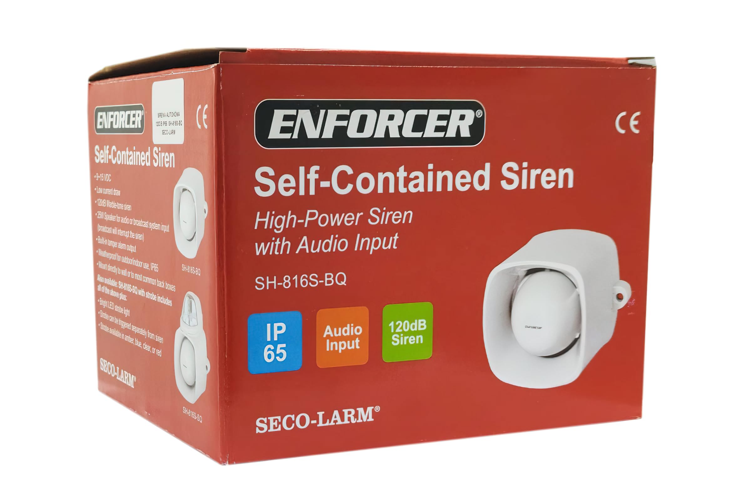Seco-Larm SH-816S-BQ Sirène Autonome 120 DB avec Haut-Parleur 25 W Entrée Audio pour la Diffusion de Messages ou la Lecture Audio, IP65 Résistant aux intempéries pour Usage extérieur/intérieur, Blanc