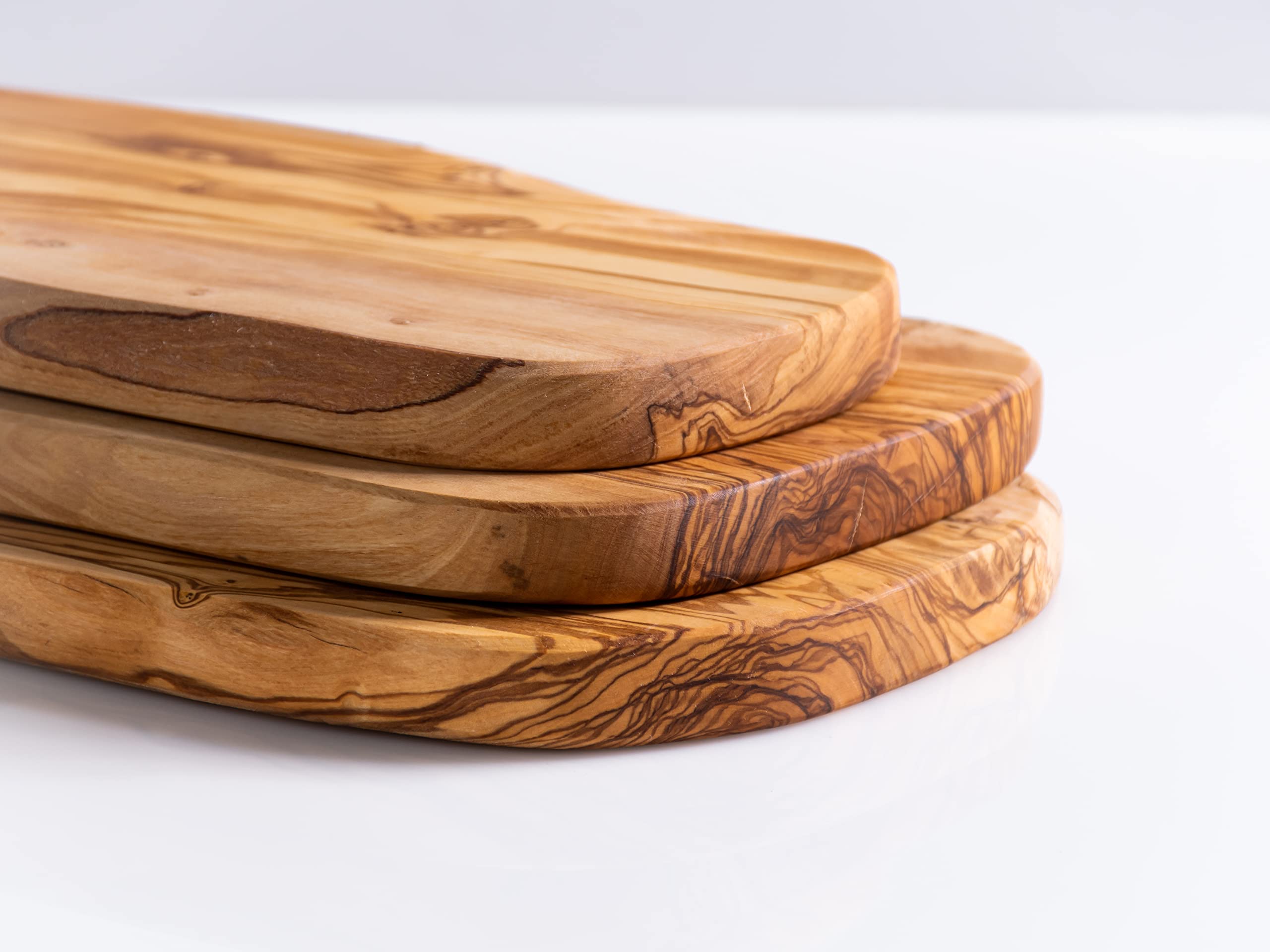 Tabla Cortar De Madera De Olivo Natural Reversible Hecho A Mano Aprox. 40 x 18 cm (+/- 3 cm) Tabla De Quesos, De Desayuno, De Servir, De charcutería, De Cocina