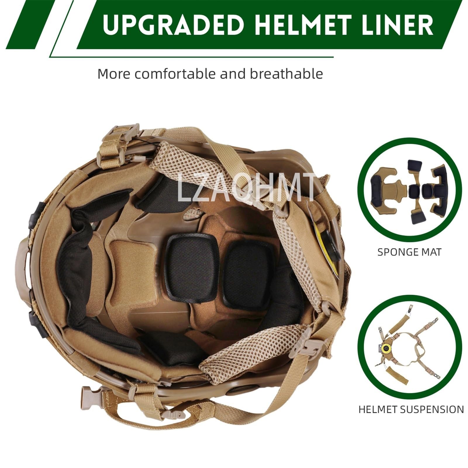 LZAQHMT Casque Tactique Airsoft 4 en 1 Amélioré - Système Réglage Rapide par Molette avec Oreillette, Housse Casque Et Sac Lestage for Équipement Paintball Militaire, Cosplay Et Cosplay - 3