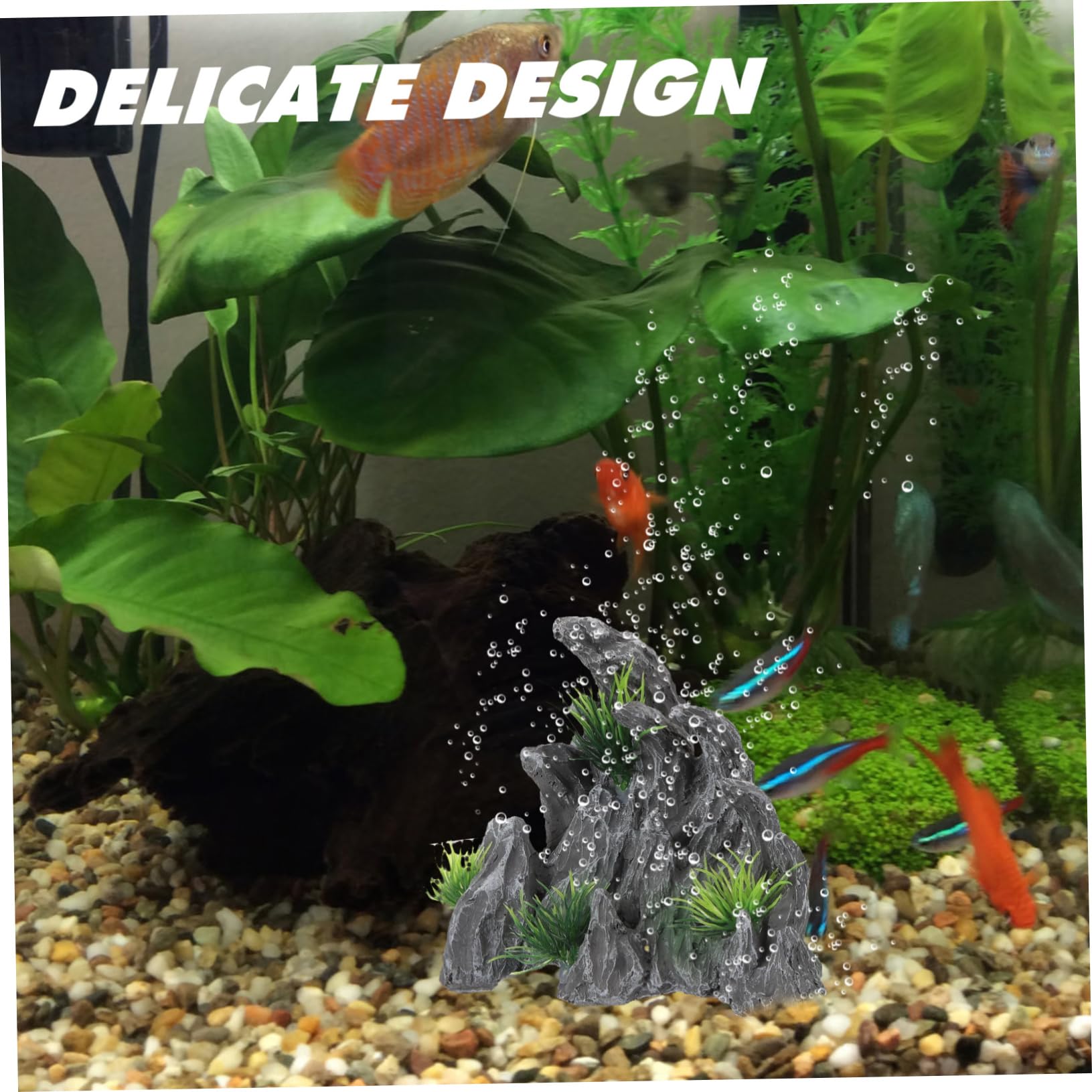 OUNONA Decoración del Paisaje del Acuario Decoración De Acuario De Peces Decoraciones De Peceras Acuarios Estatua De Rocalla Pecera Rocalla Resina 2 Piezas X 4