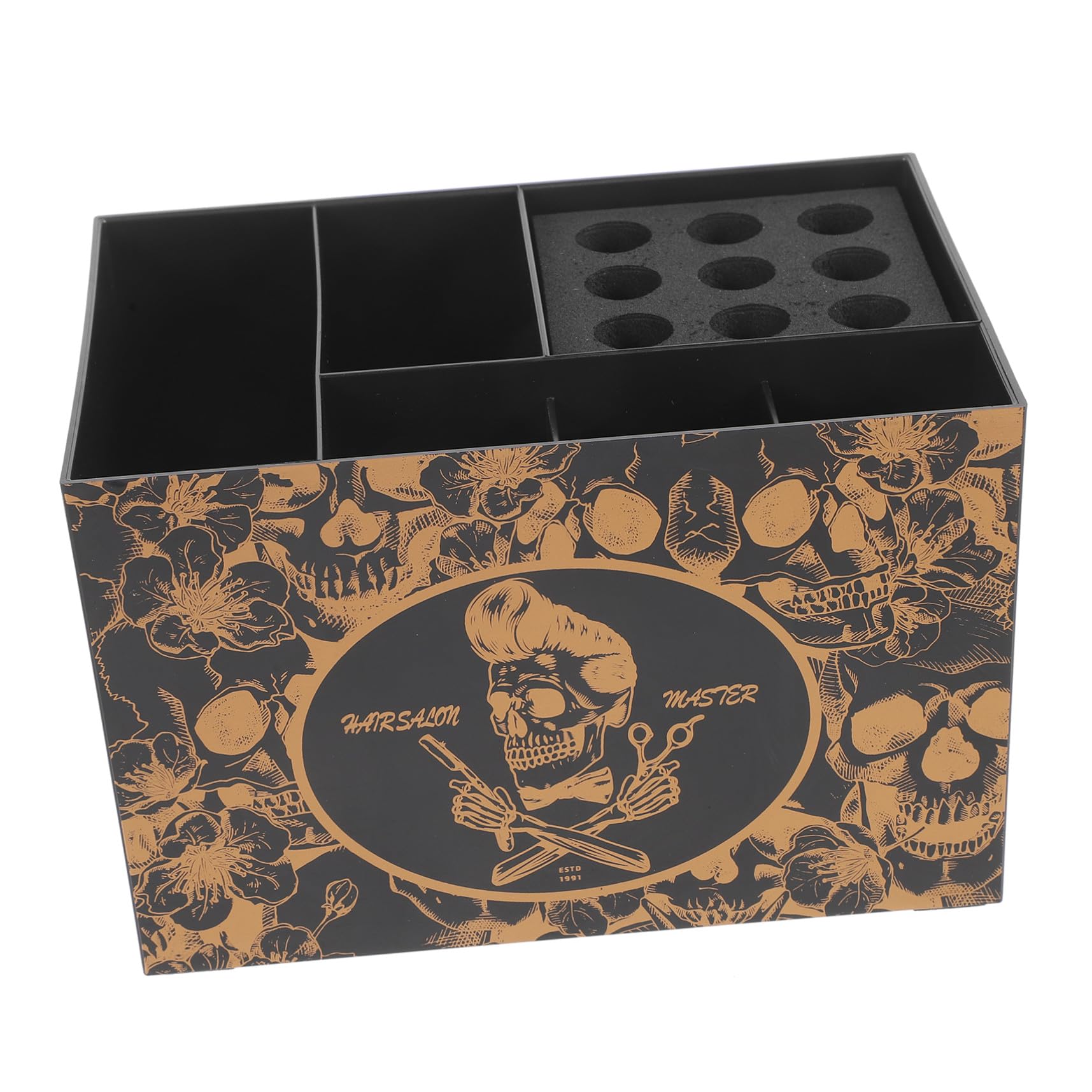 NOLITOY Scatola Porta Forbici da Parrucchiere Organizer per Strumenti da Taglio Design Creativo Compatto Motivo Testa d'Olio per Salone e Uso Domestico