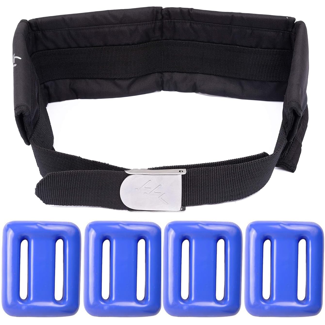 Pesi per immersioni rivestiti in vinile, 4 pezzi da 0,5 a 2 kg, con 4 tasche, cintura con fibbia a sgancio rapido, utilizzato per apnea, pesca subacquea e immersioni subacquee, misura per