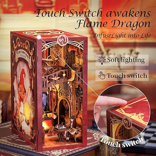 Miniatura 6 de Cutefun Habitación común de llamas, sala común de nebulosa, kits de rincón de libros para adultos - Casa de muñecas de madera - Rompecabezas 3D con