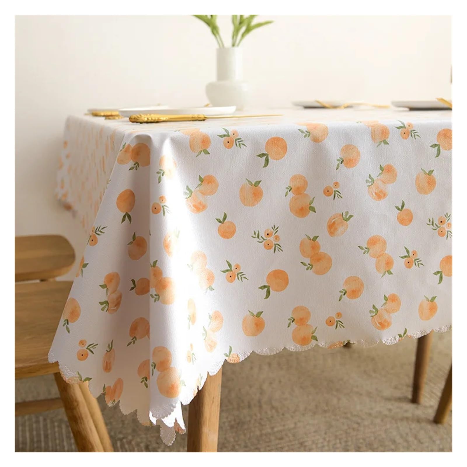 Mzsklw Peach Pattern Waterproof Tablecloth Pvc Square Tablecloth Rectangle Waterproof Table Cloth Tabletop Cover Oil Proof Wipeable Covers(,60X90cm)
