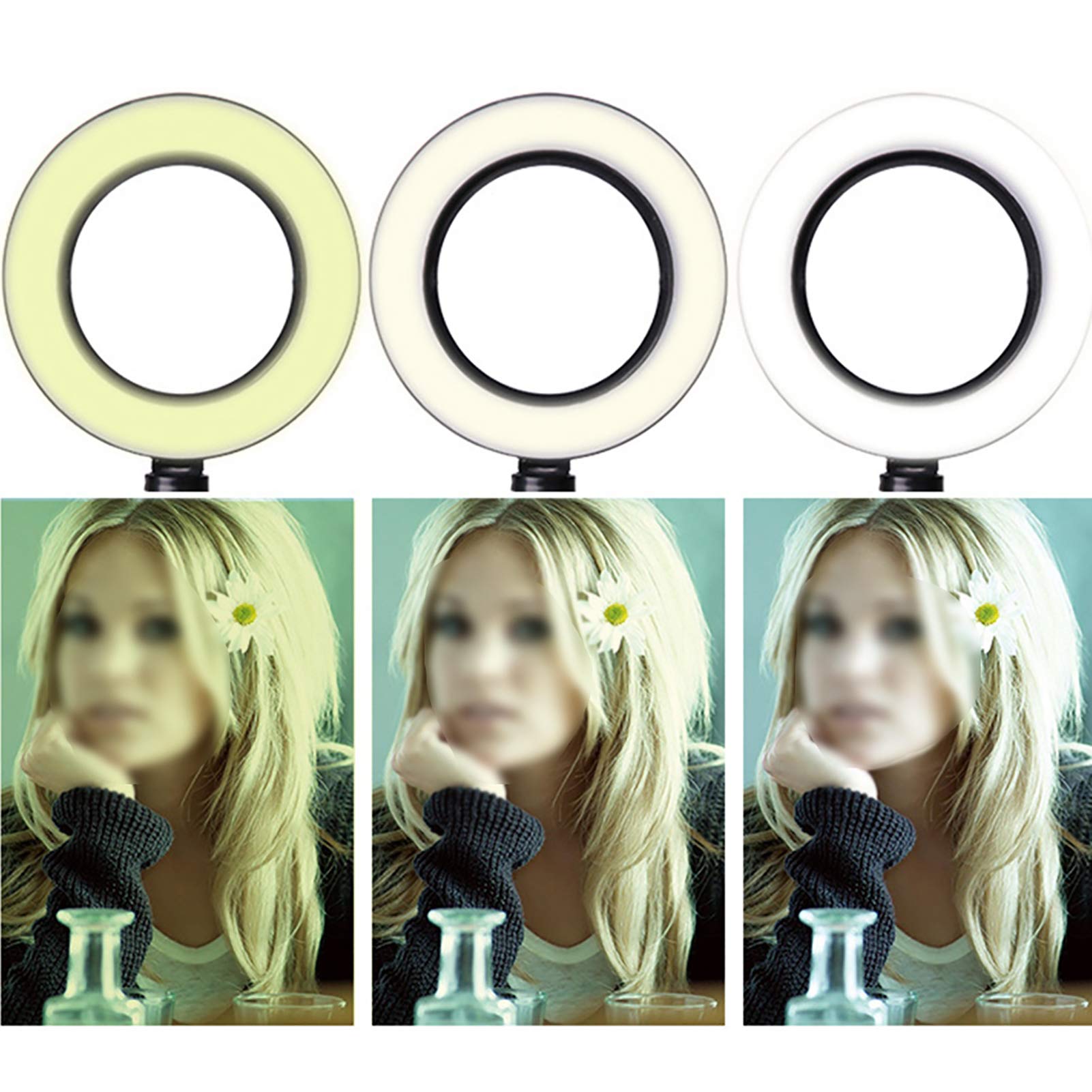 Elprico Ringlicht, 6-Zoll-LED-Ringlicht Fotografie Dimmbares Video Live Studio Kamera Foto Selfie Video Licht