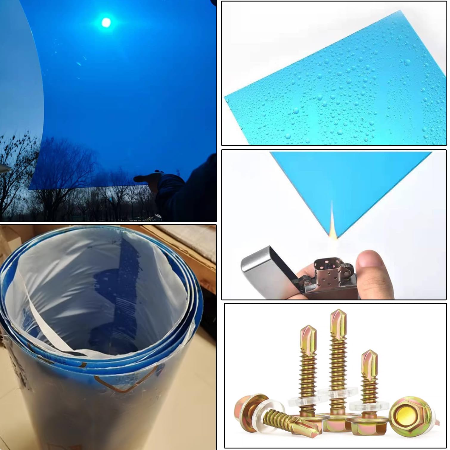 Lámina de policarbonato para techos, lámina de plástico acrílico Azul Transparente y Ligera, Revestimiento para techos de invernaderos, toldo para Lluvia, Cubierta para Techo de Patio o porc