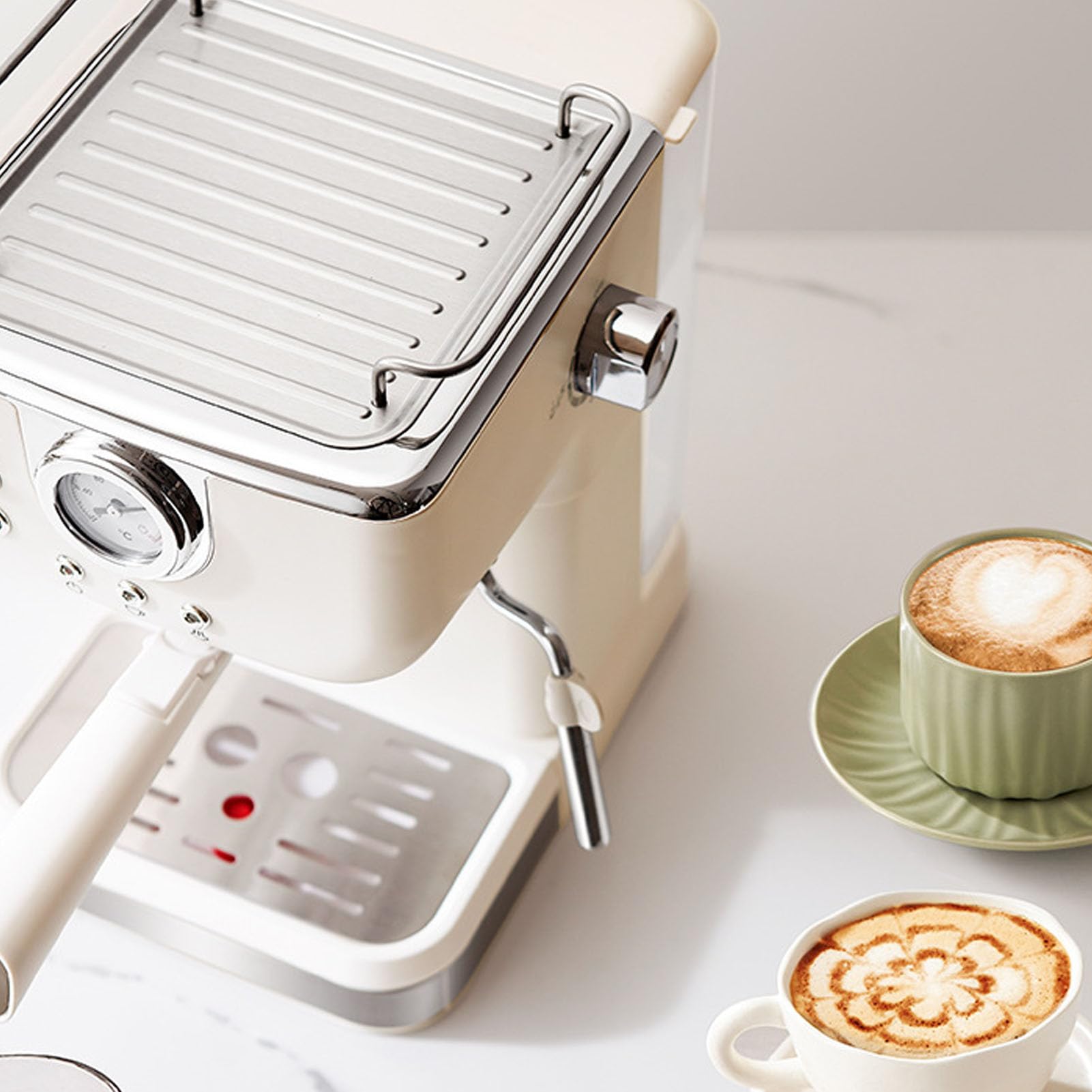 Haofy Ekspres do Kawy 20 BaróW ze Spieniaczem Mleka Półautomatyczny Ekspres do Kawy 1050 W z dyszą Pary Wyjmowany Zbiornik na wodę o Pojemności 1,5 L Latte Cappuccino