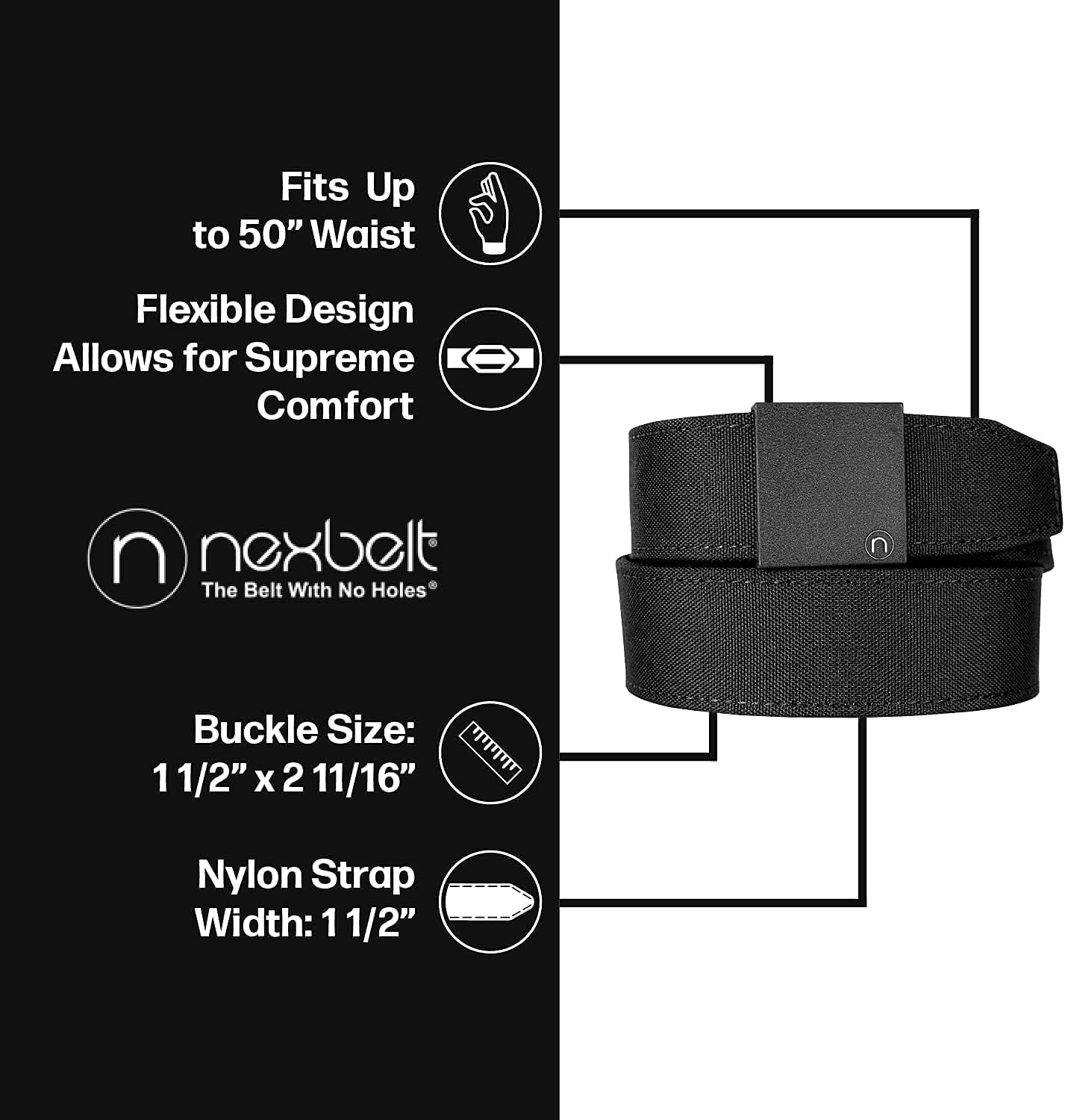 Men's Belt, Nexbelt EDC Supreme Appendix Black 38mm Nylon Gun Utility Harness Ratchet Belt for Concealed Carry : Sports & Outdoors