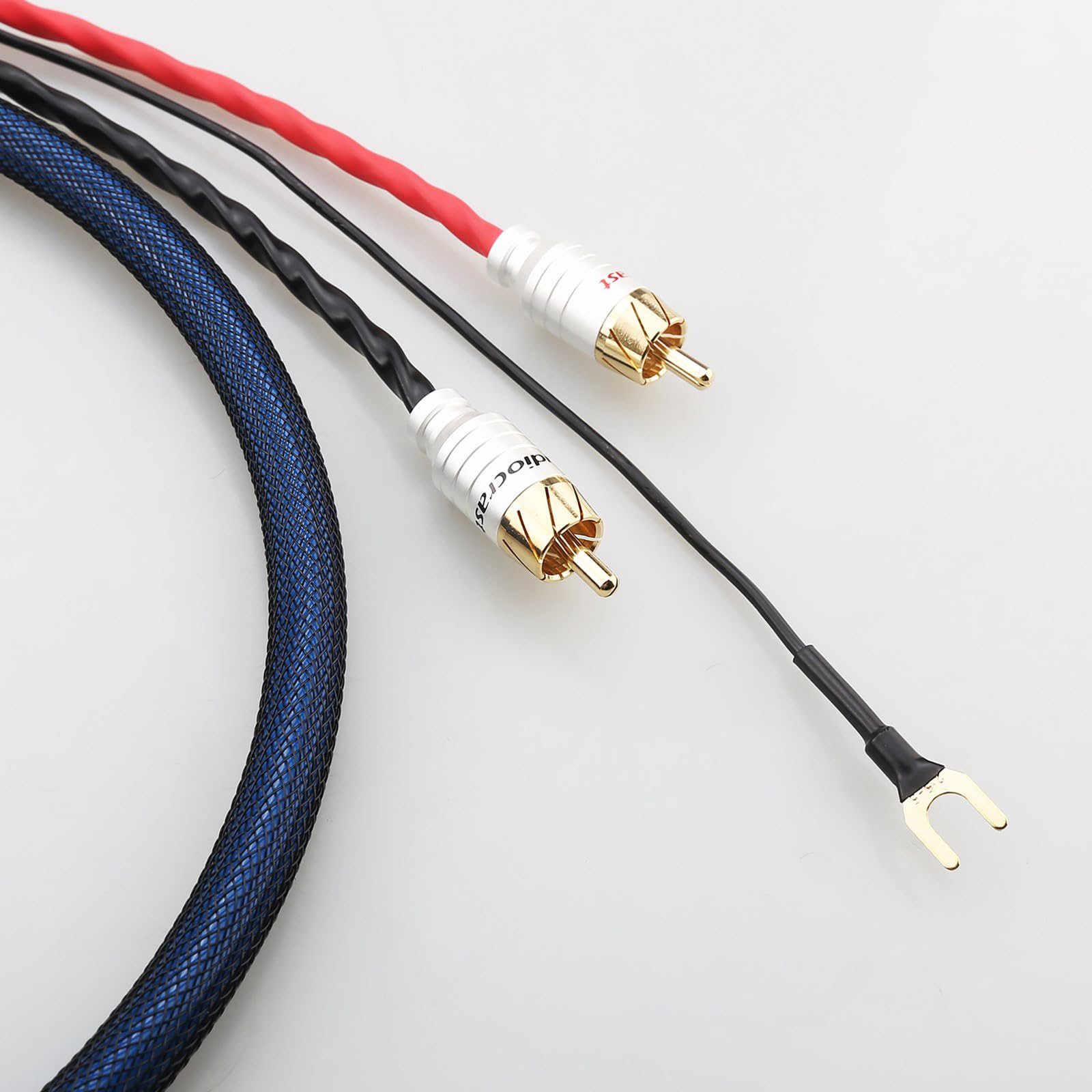 Giradischi 2RCA cavo con schermatura rivestita in argento migliora i bassi e alti chiari Cavo di registrazione Premium