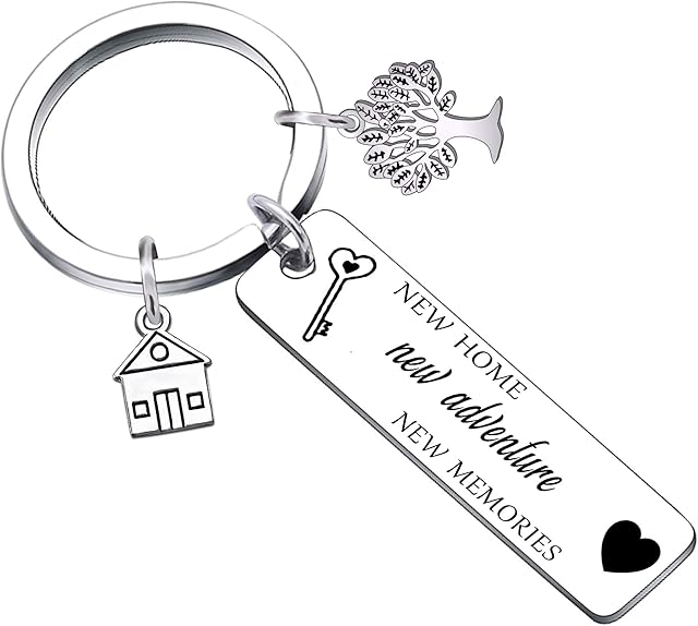 QMVMV New Home Gifts New Home New Adventures New Memories Keyring Keychain Housewarming Gifts for Relatives and Friends