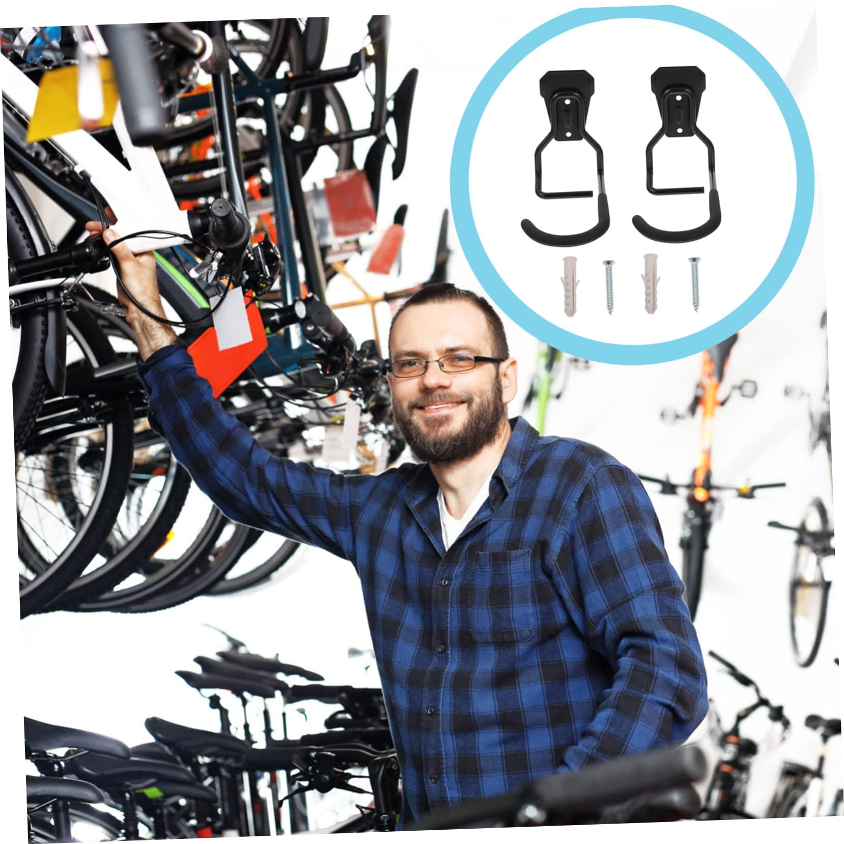 Abaodam Fahrrad Wandhaken aus Metall 2 Stück Schwarz Robust Platzsparend für Garage und Zuhause Schwere Lasten