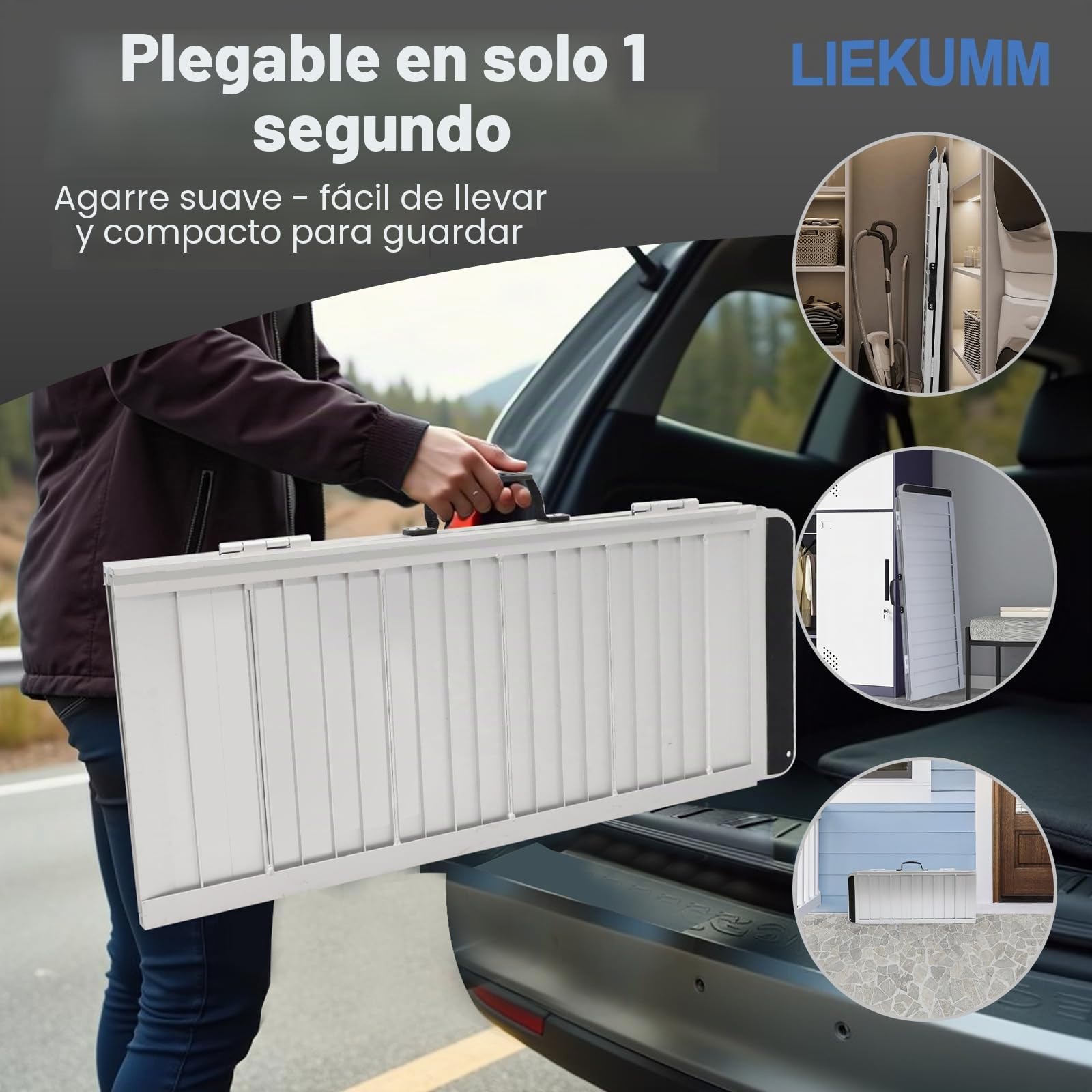 LIEKUMM Rampas para Sillas de Ruedas Plegable, 61 cm con Capacidad de Carga de 300 kg Rampa para Sillas de Ruedas, Rampa de Aluminio para Sillas de Ruedas, Escalones, Bordillos y Cochecitos de Niños