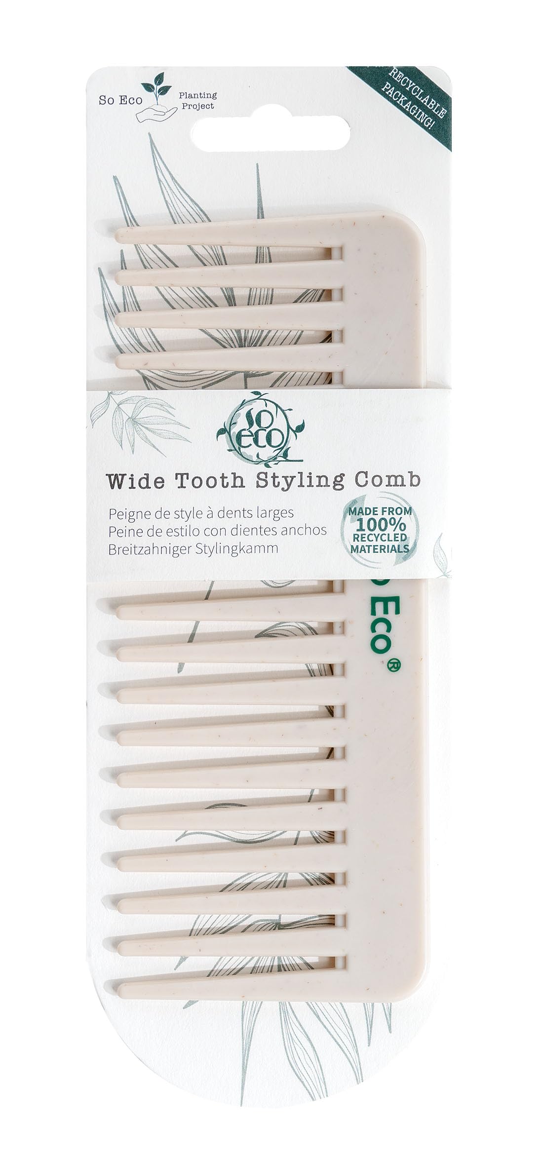 So Eco Wide-Tooth Styling Comb - Eco-Conscious Styling Tool for Wet & Dry Hair, Made From 100% Recycled Material, Gently Detangles and Creates Textured Hair Styles