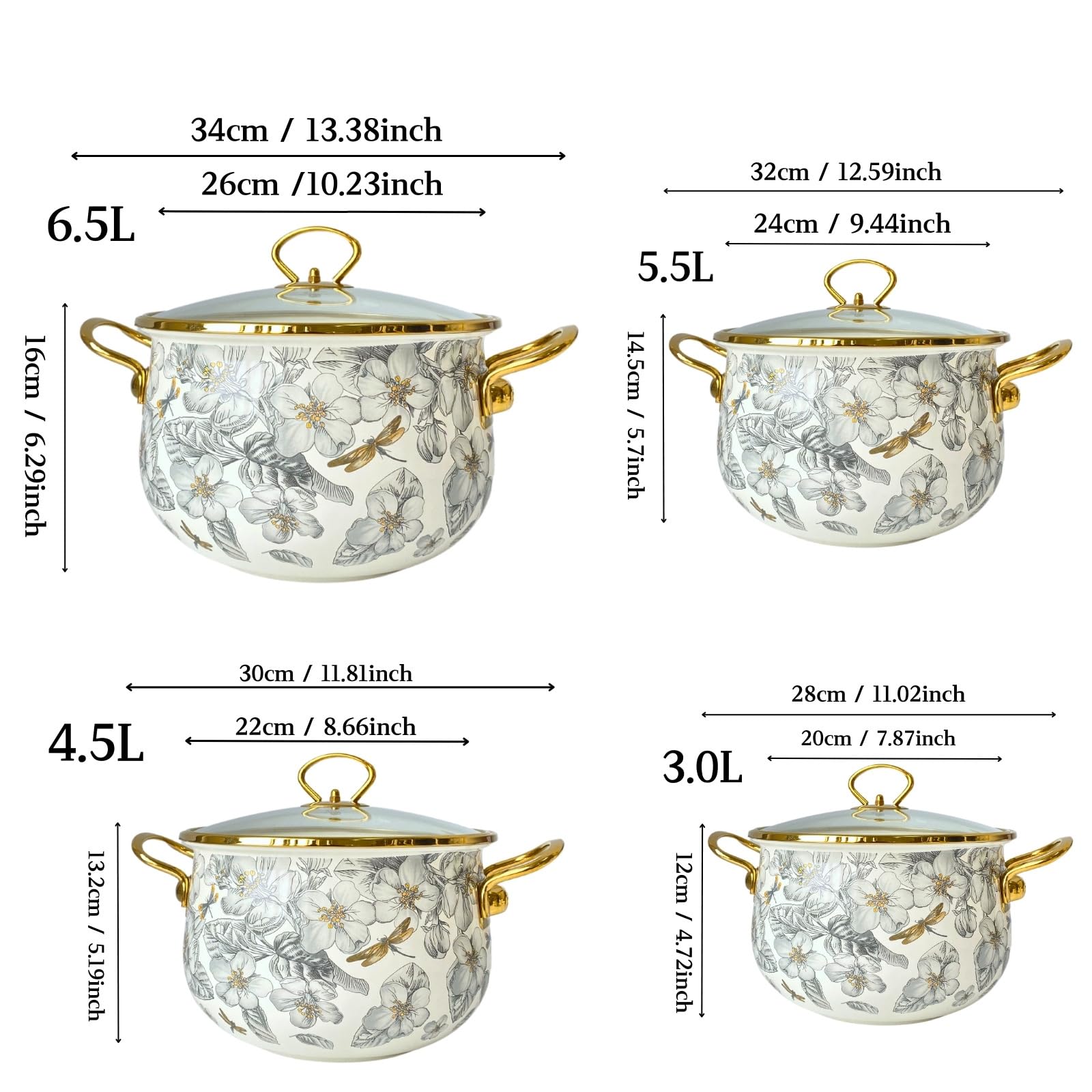 Nieprzywierający garnek do gotowania z pokrywką, głęboki rondel w stylu vintage, duży garnek do zupy 5,5 l, na indukcyjną i kuchenną, podwójne uchwyty, łatwe czyszczenie, wszechstronne naczynia