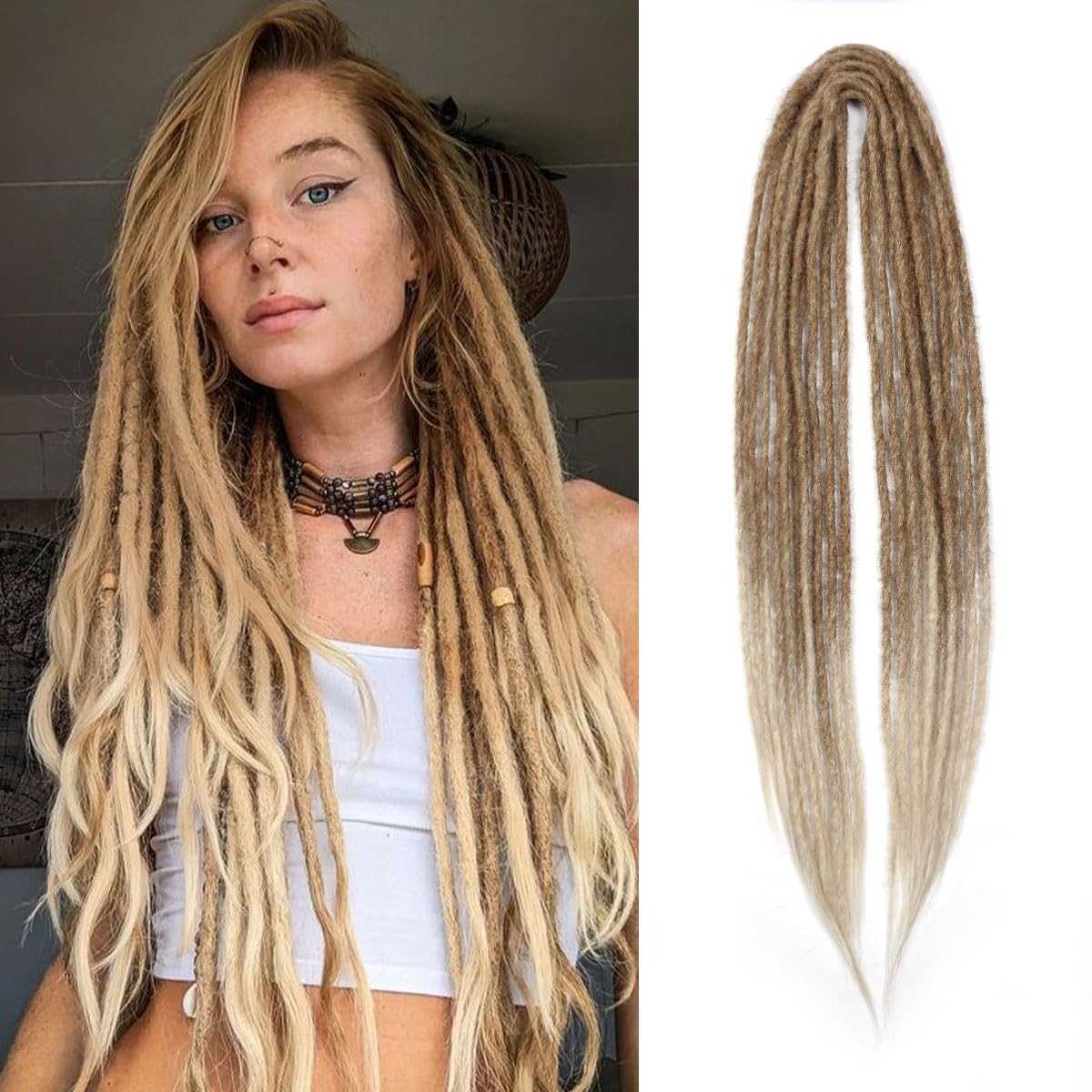 Long ash brown knotty dreadlock extensions Ash Brown Dreads - Etsy main image 4