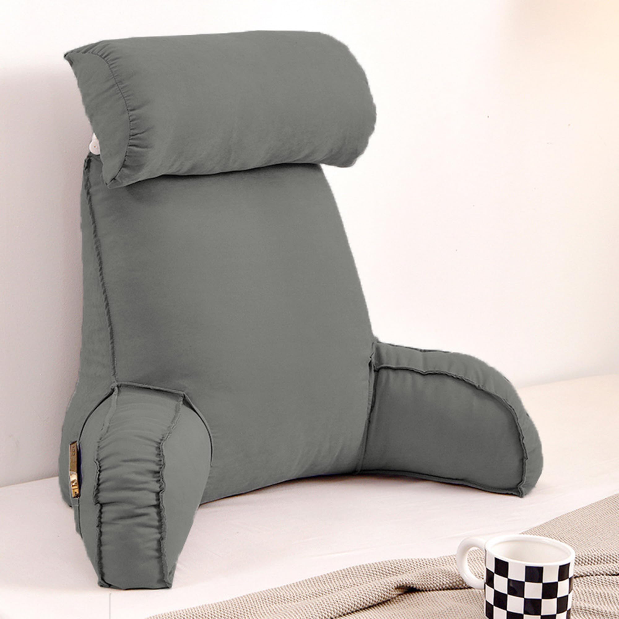 XANAYXWJ Cuscino da Lettura Grigio per Divano Letto Cuscino per bracciolo Schienale con Supporto Lombare 75x40x55 cm ergonomico per Comfort e Relax