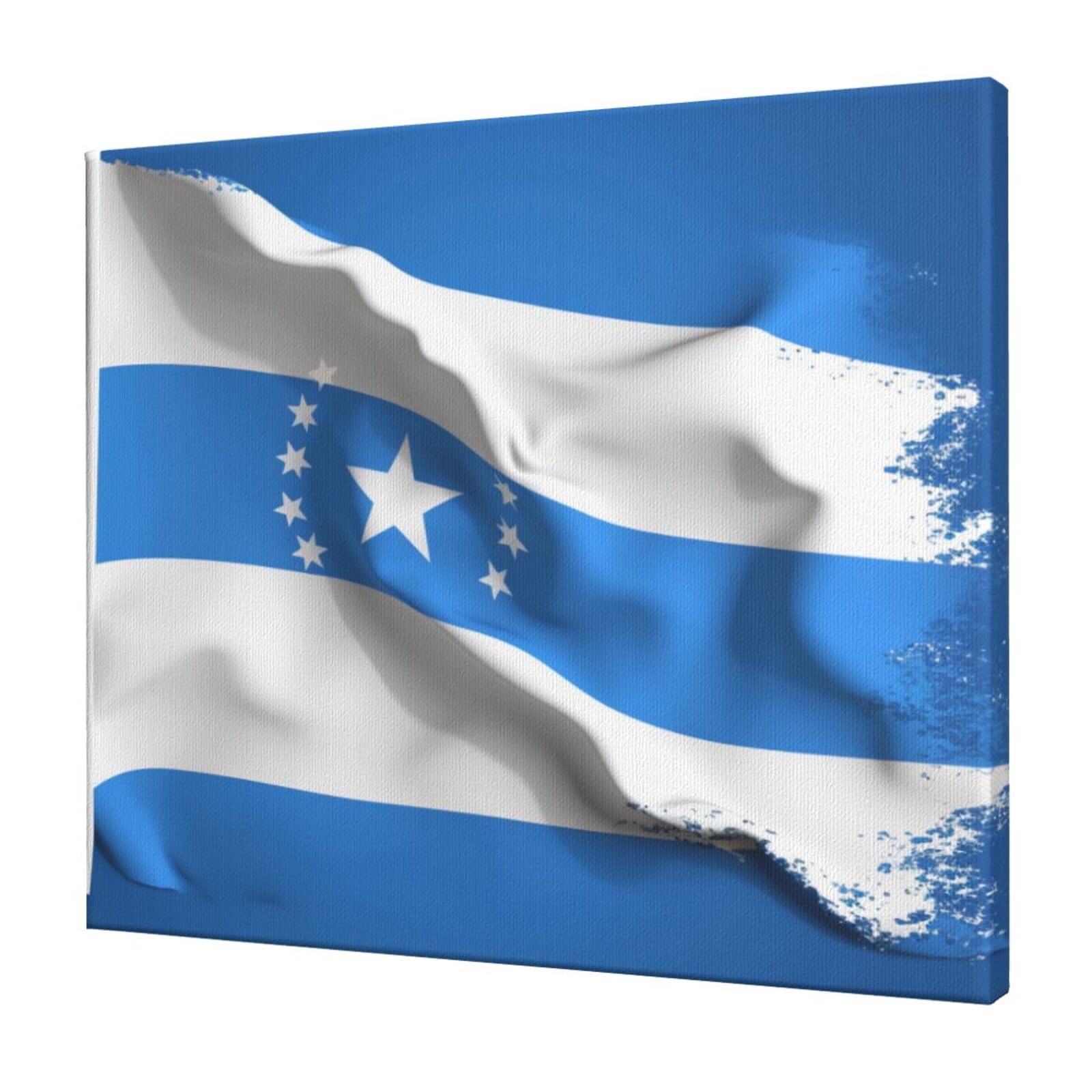 YKLJG Blue Honduras Flag Printed Wall Art Canvas Prints 60x50 CM Wooden Framed Picture Painting Artwork for Bedroom Kitchen Home Office Decor