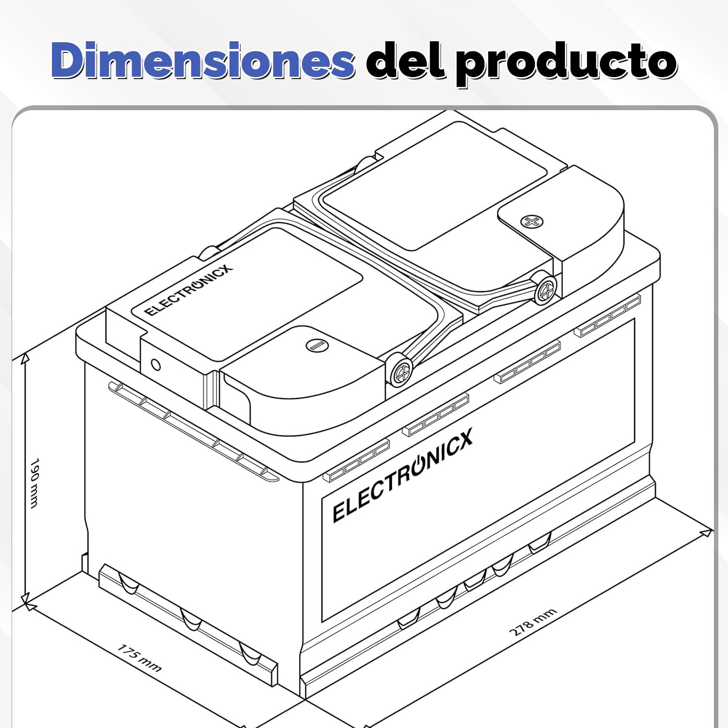 Electronicx batería AGM Caravan 12V 100Ah / 100 Ah deep cycle sellada sin mantenimiento, polo positivo a la derecha – batería para autocaravana, caravana, solar – 278×175×190mm