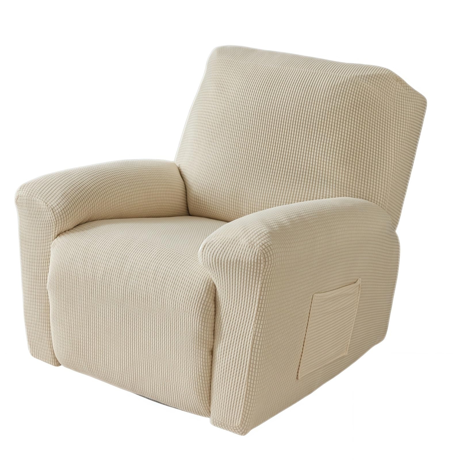 WoeiCuod 1 2 3 4 Seater Couch Cover Stretch Recliner Sofa Covers,with Pockets Sofa Recliner Protector Anti Slip Washable Stain Resistant Armchair Covers For Living Room