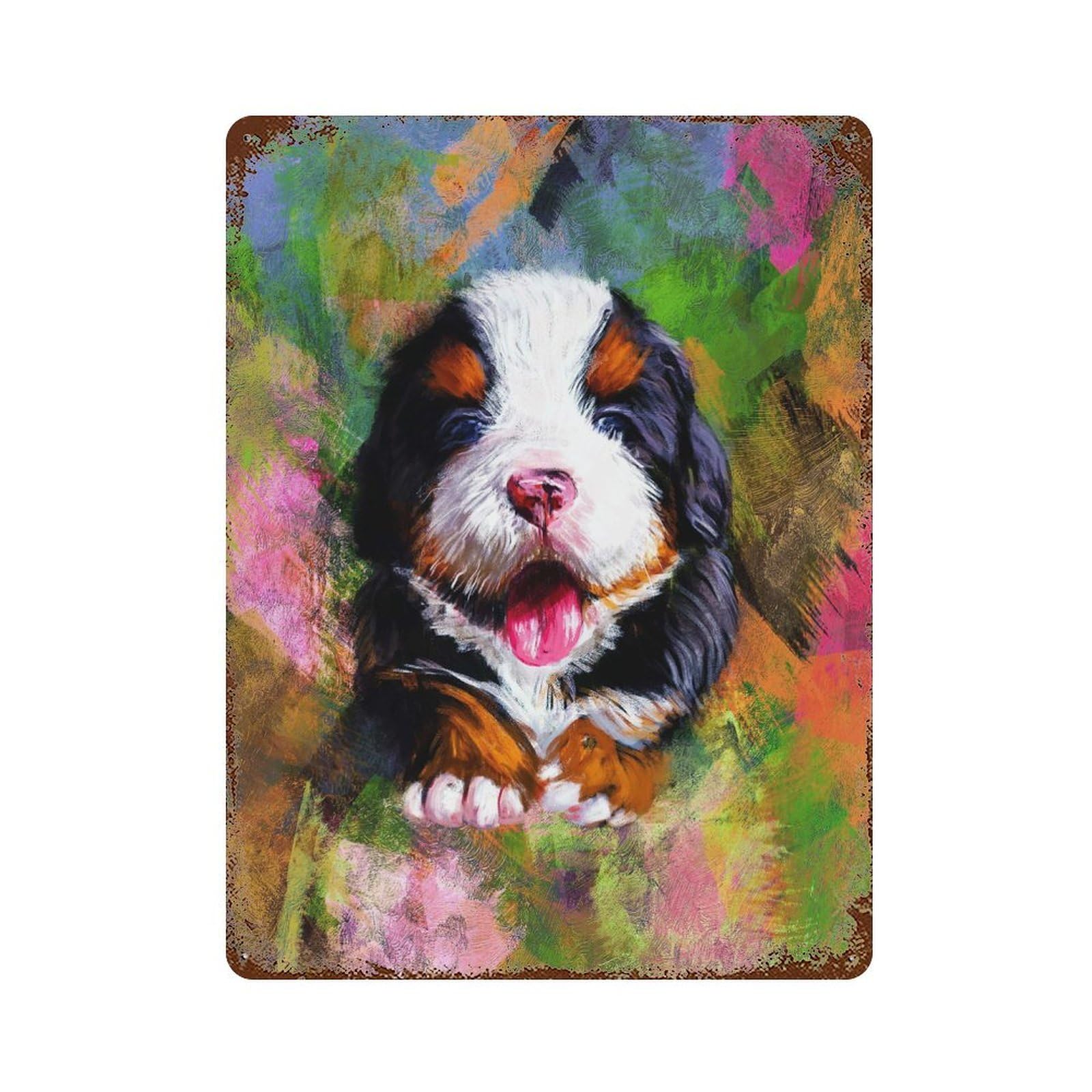Rust Effect Puppy Rusty Metal Tin Sign 15.7"x11.8", Farmhouse Wall Decor for Cafe, Home Bar And Lounge Decor