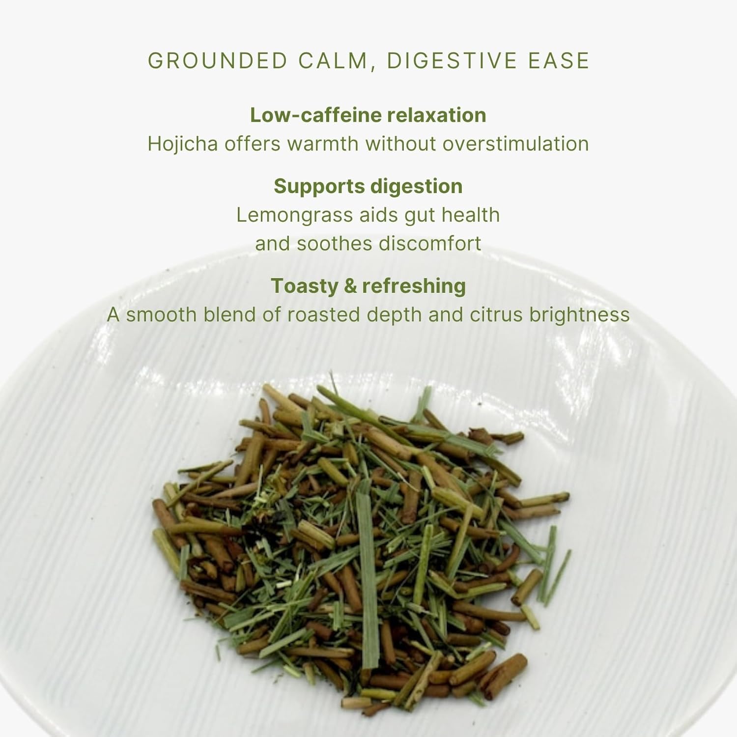 Lemongrass & Hojicha Tea – Low-Caffeine Roasted Green Tea Blend – 30 Bags