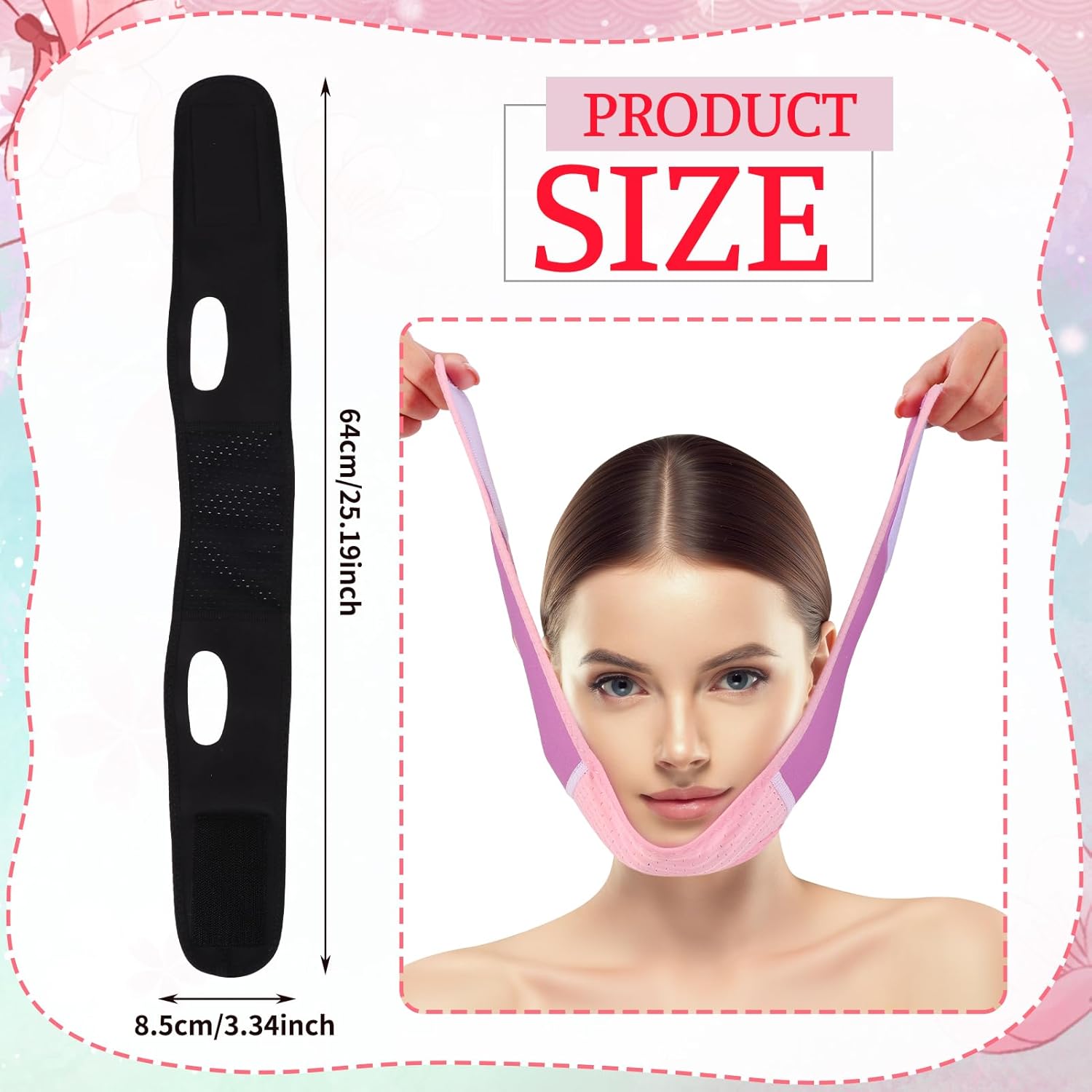V Line Lifting Mask Chin Strap for Sleeping 2 Pcs, Adjustable Reusable Jaw Exerciser Strap Face Lifting Belt Facial Slimming Straps Double Chin Reducer, Sagging Prevention - Image 7