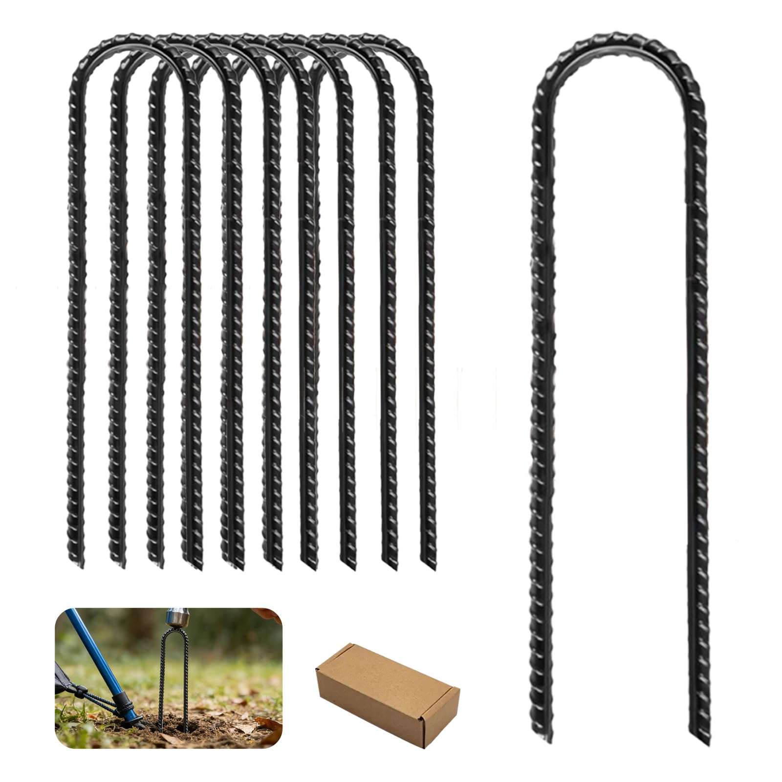 8 Pièces Piquets de Fixation en Acier Galvanisé de 30 CM,Piquets de Tente/Sol en U Résistants,Ancrages au Sol en Acier Massif pour Sécuriser la Clôture,Les Tentes,Le Support de Fleurs,Trampoline - 2