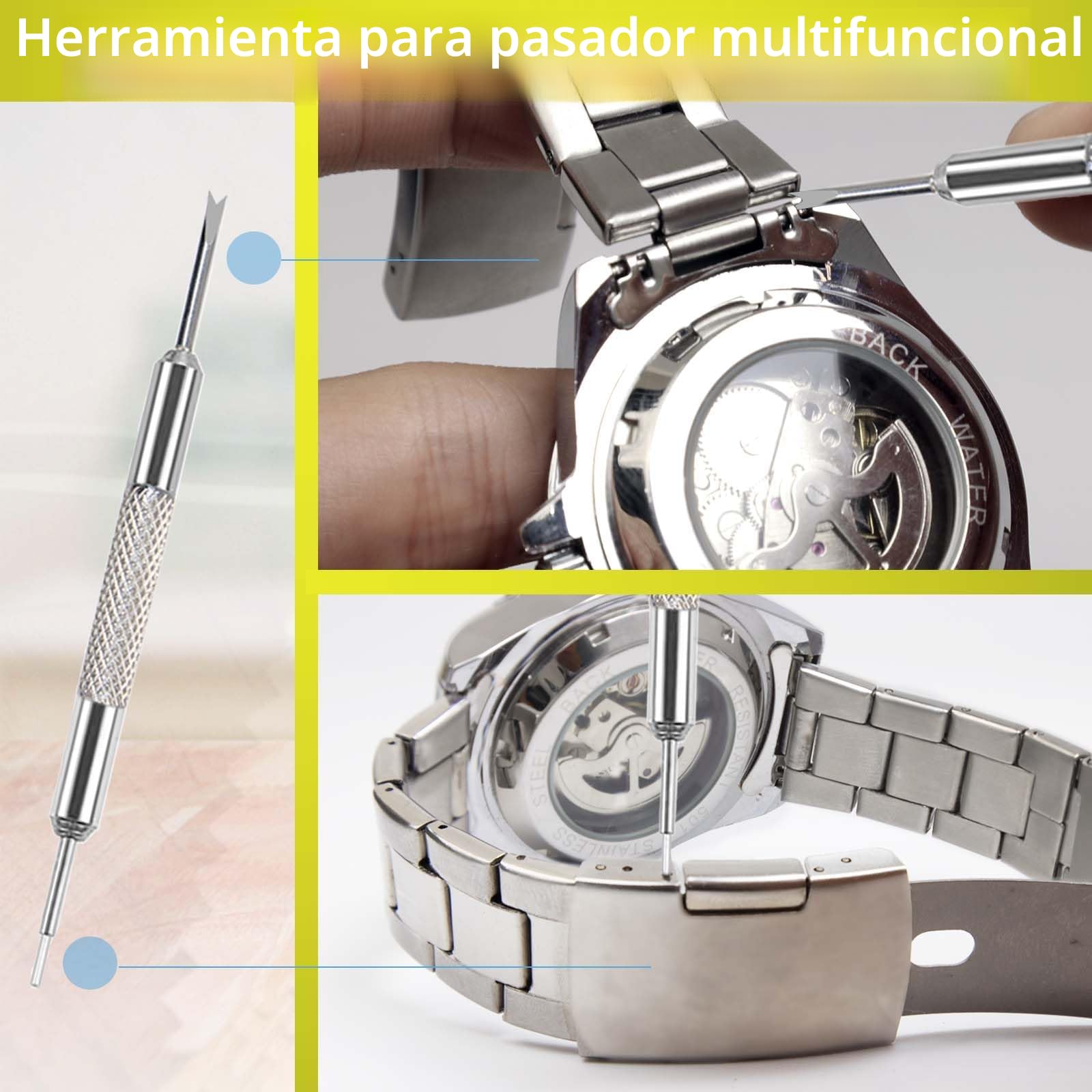 GLDCAPA Herramienta Correa Reloj, Ajuste de Correa, Reemplazo Pins, Martillo, Punzón