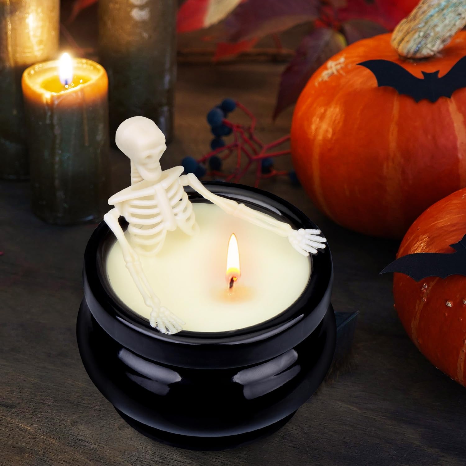 Set 3 Candelabri Teschio LED Viola Halloween, Mano Fantasma, Candela Elettrica Senza Fiamma, Decorazione Bar Casa Festa Notte | Leroy Merlin
