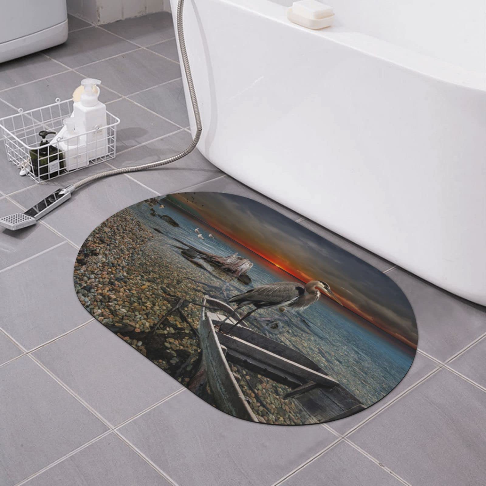 Tapis de salle de bain en diatomée Seagull pour une sortie de bain moderne et sèche