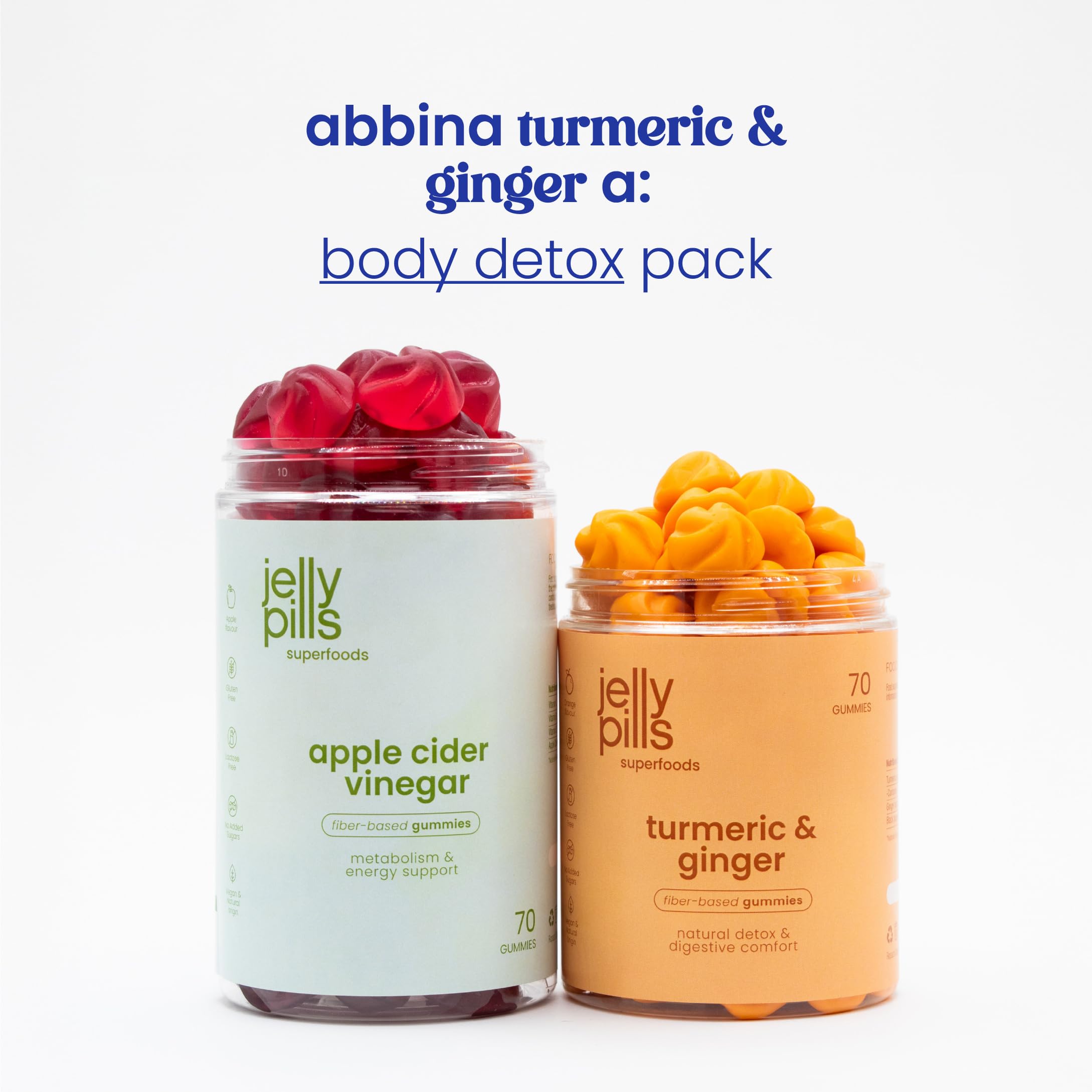 Jelly Pills Gommose Curcuma con Zenzero Piccante e Pepe Nero - Fonte di Curcumina e Piperina - 70 Gummies Vegane - Senza Zuccheri Aggiunti - Gusto Arancia Naturale - Salute Digestiva