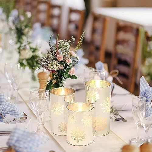Miniatura 7 de Velas sin llama con control remoto, velas LED parpadeantes de Navidad, cristal de vela de copo de nieve, funciona con pilas, decoración de regalo de