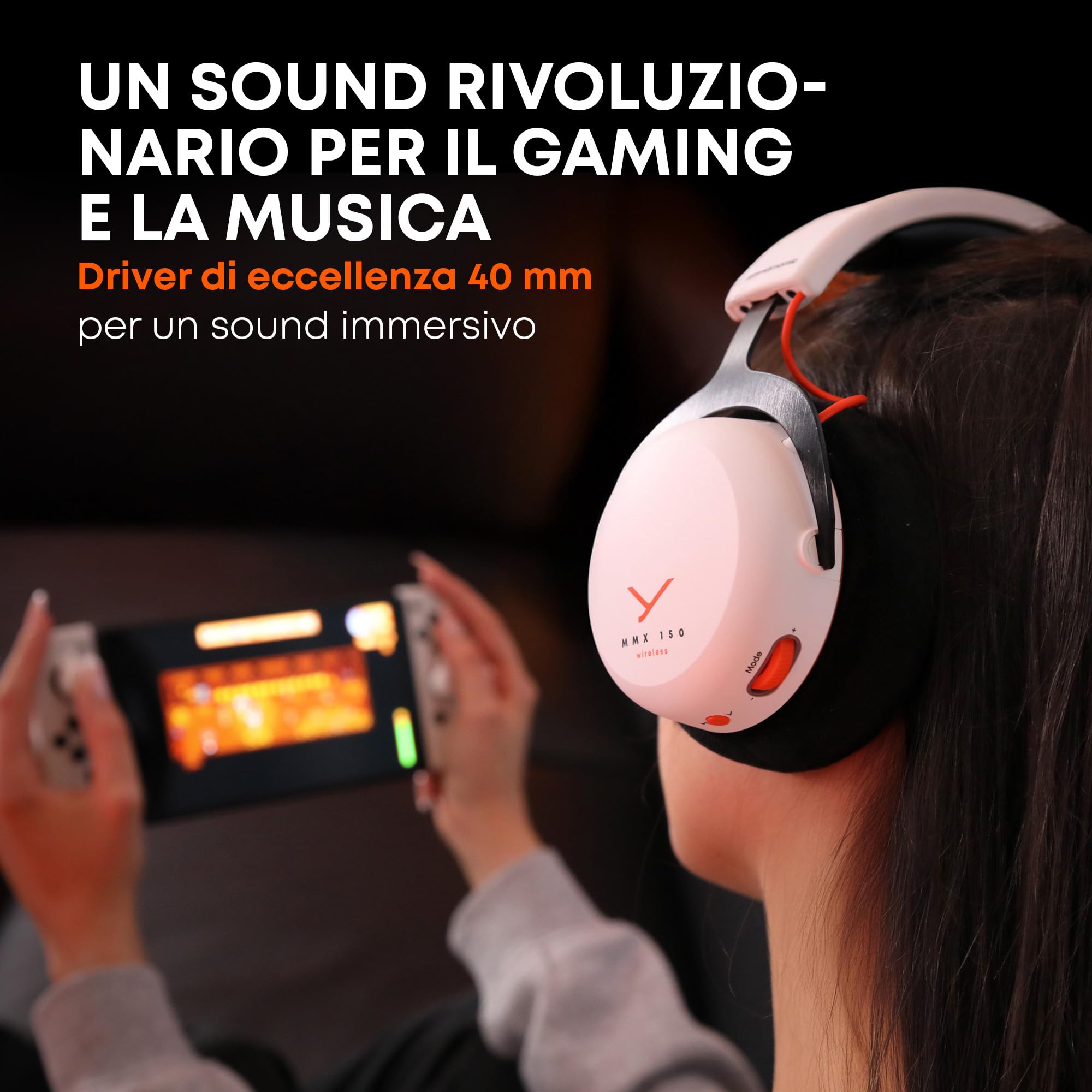beyerdynamic MMX 150 Wireless - Cuffie da gaming wireless in bianco artico con personalizzazione del suono e cuscinetti auricolari in velluto