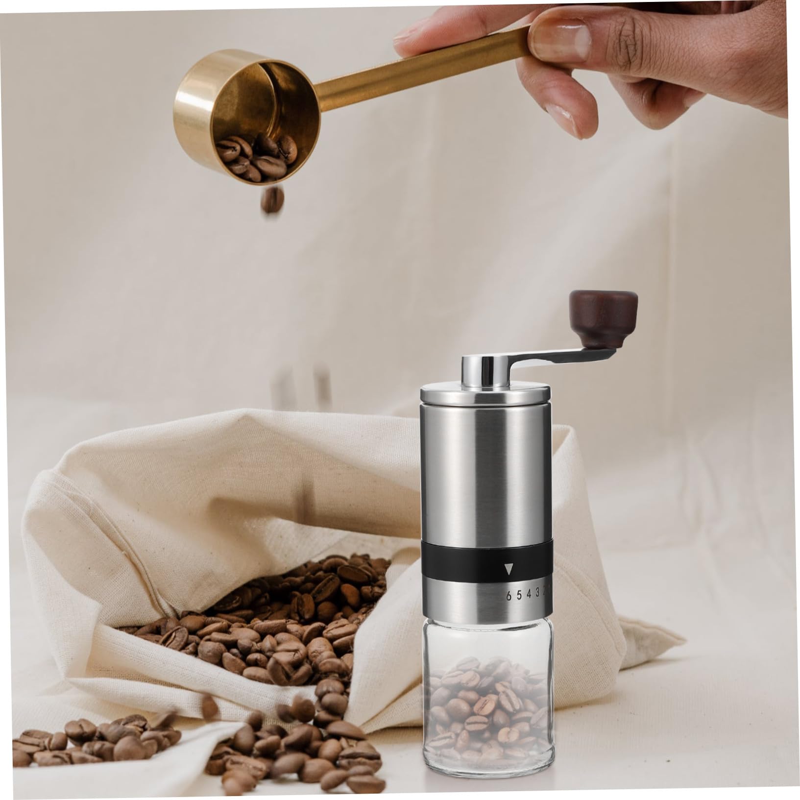 Molinillo de Café Manual Portátil, Compacto y Desmontable para Granos de Café, Muelas de Cerámica, Adecuado para Viaje y Campamento