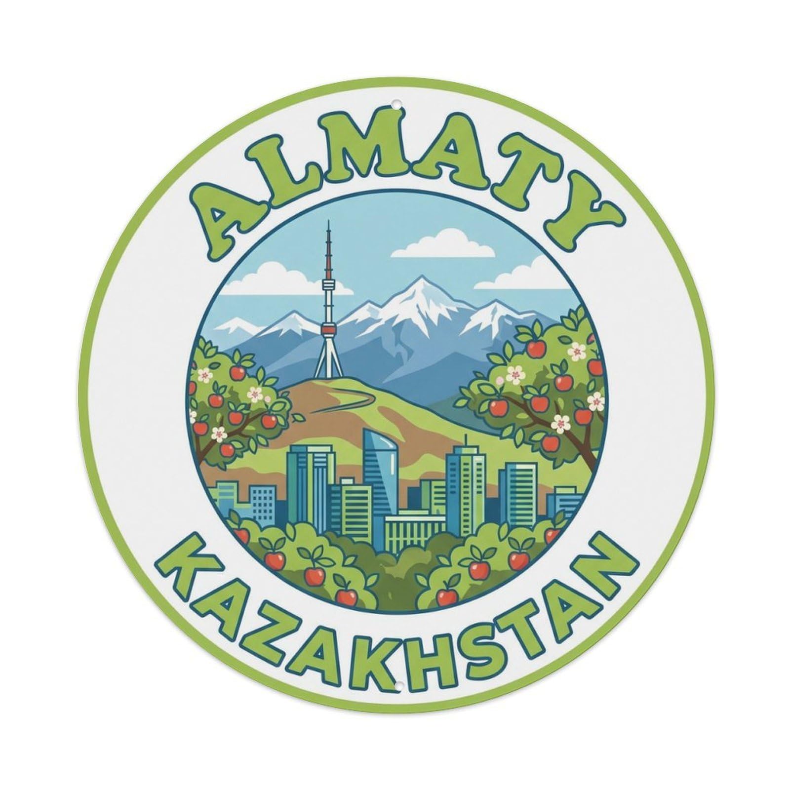 Vintage Travel Almaty Kazakhstan Kok Tobe Vintage Metal Tin Sign Plaque Wall Decor for Cafe, Club Bar, Office, Garden Metal Poster 8x8Inch